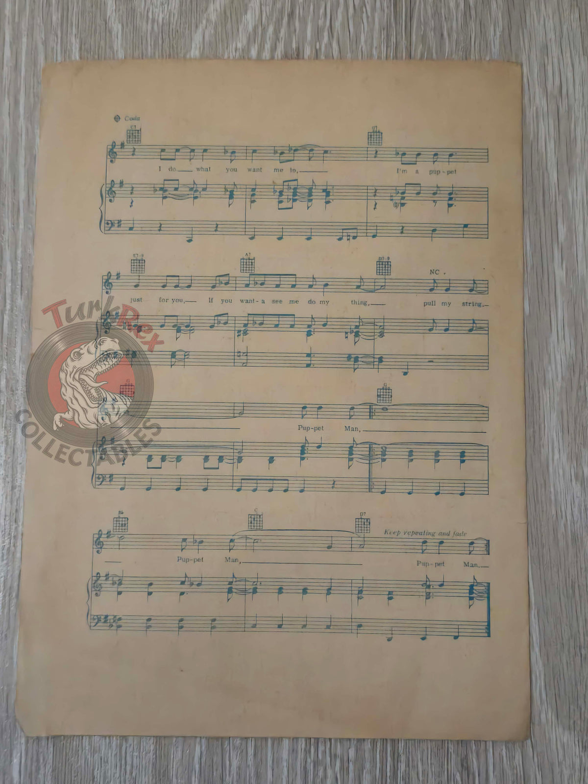 Tom Jones – Puppet Man Turkish Vintage Musical Notes Sheet Turkey