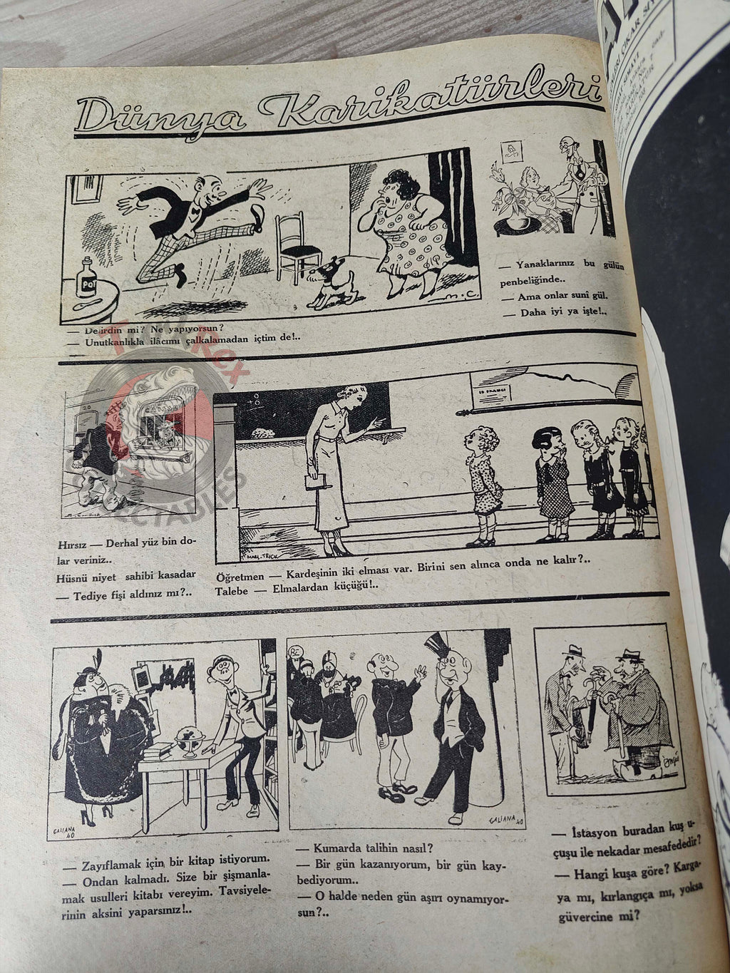 Karikatür 1941 Humor Magazine Turkish Turkey Germany and India WW2 era Churchill Britain Russia