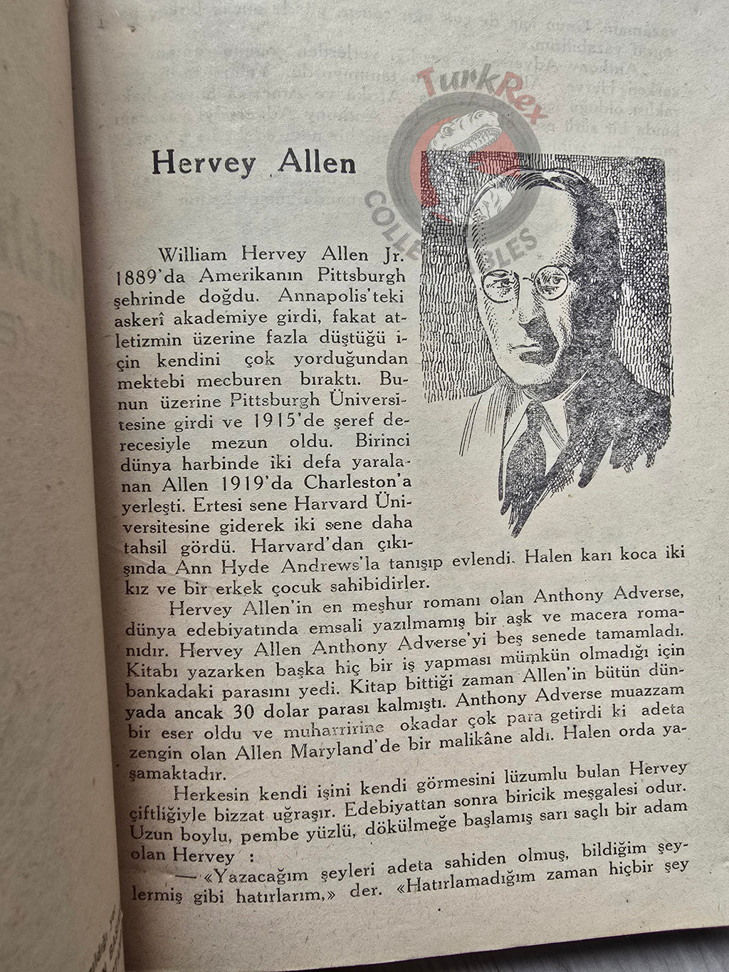 Hervey Allen – Anthony Adverse  1949 1st Turkish Book Turkey