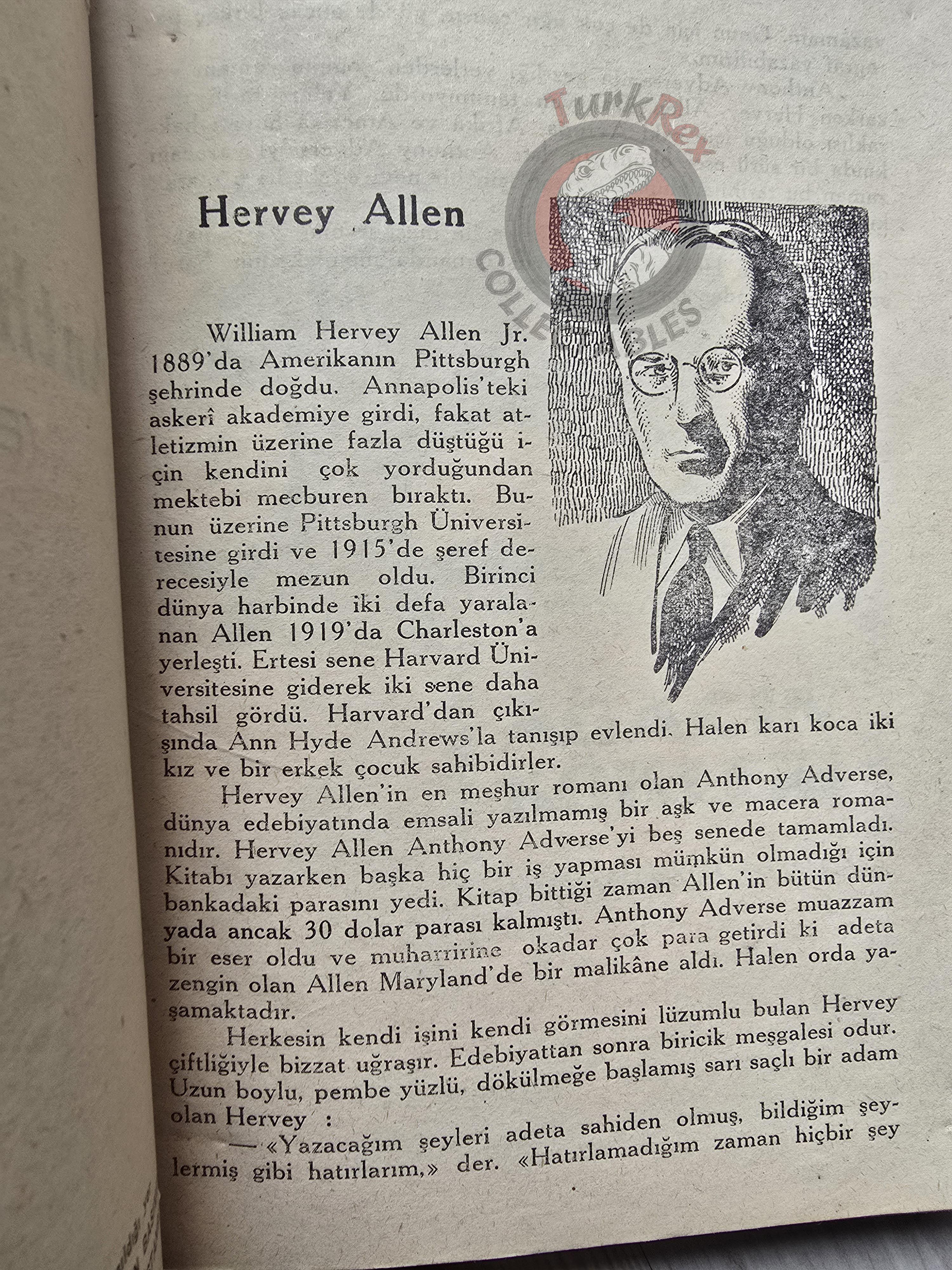 Hervey Allen – Anthony Adverse  1949 1st Turkish Book Turkey
