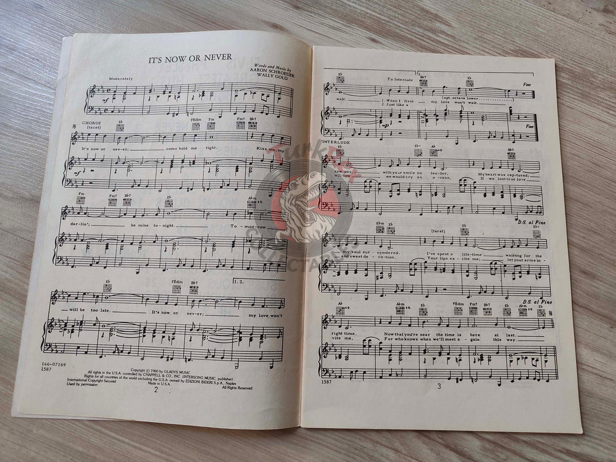 Elvis Presley – Greatest Hits 15 Songs Turkish Vintage Musical Notes Sheet Turkey