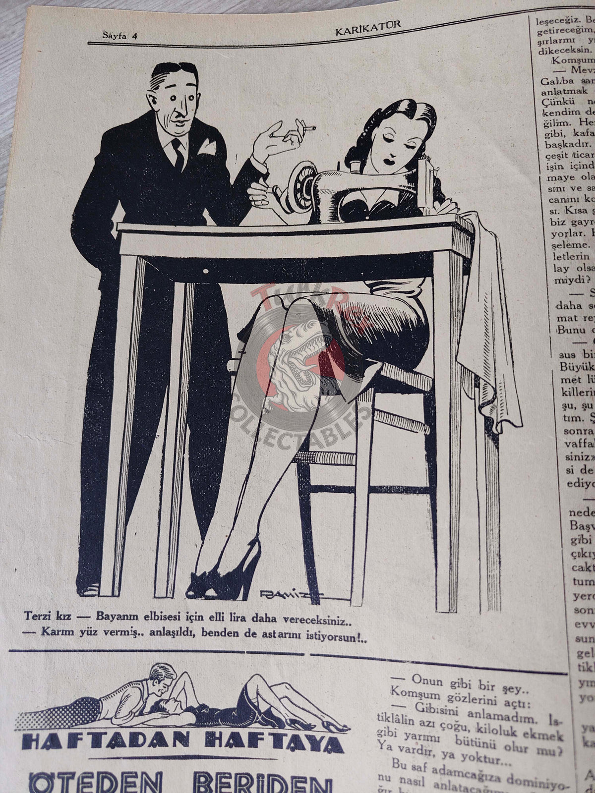 Karikatür 1942 Humor Magazine Turkish Turkey Winston Churchill India WW2 era Britain