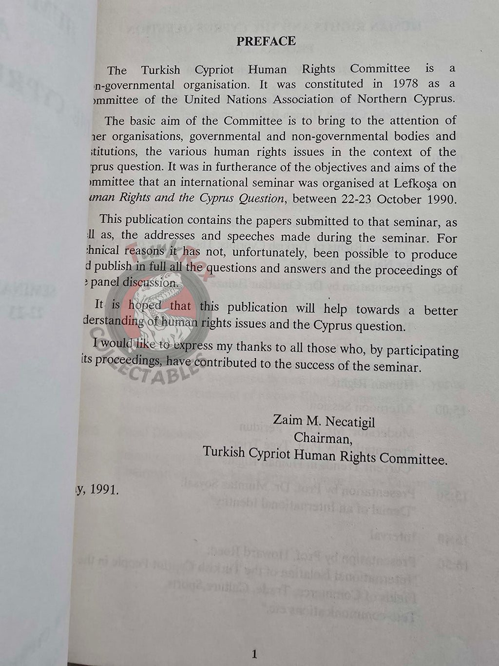 Human Rights and the Cyprus Question 1991 English Book Turkish Cypriot
