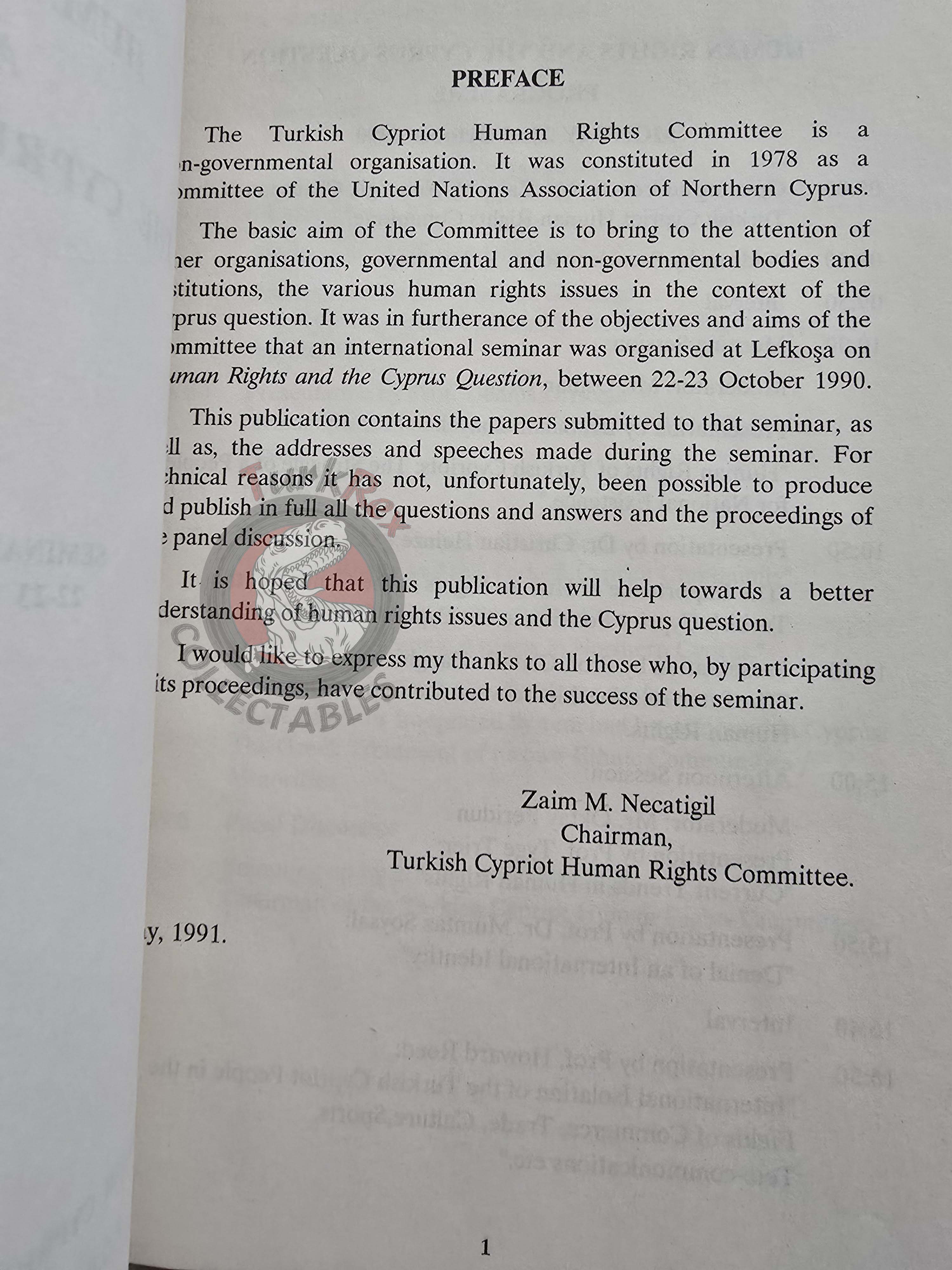 Human Rights and the Cyprus Question 1991 English Book Turkish Cypriot