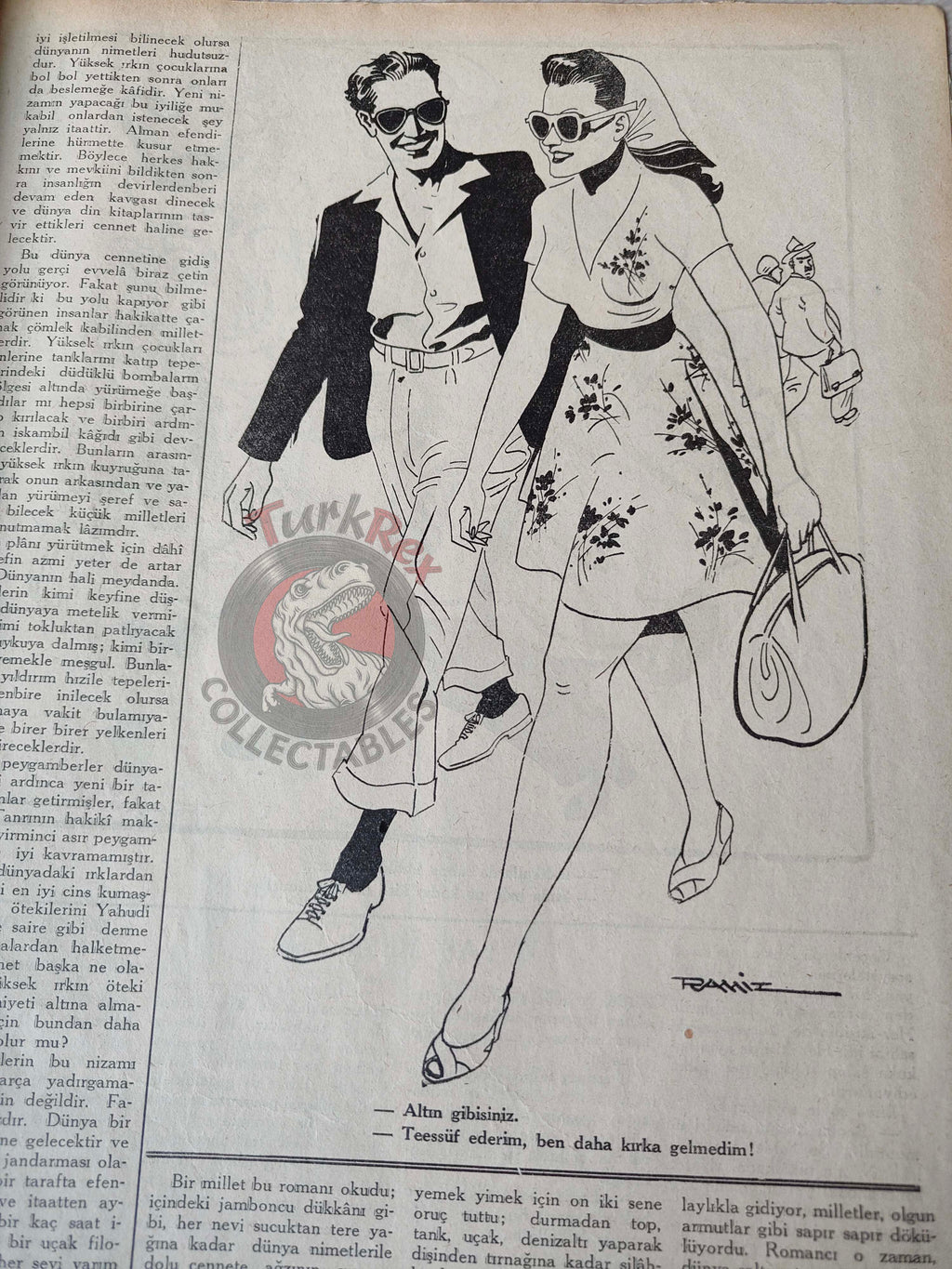 Karikatür 1944 Humor Magazine Turkish Turkey Defeat Germany WW2 era Bulgaria