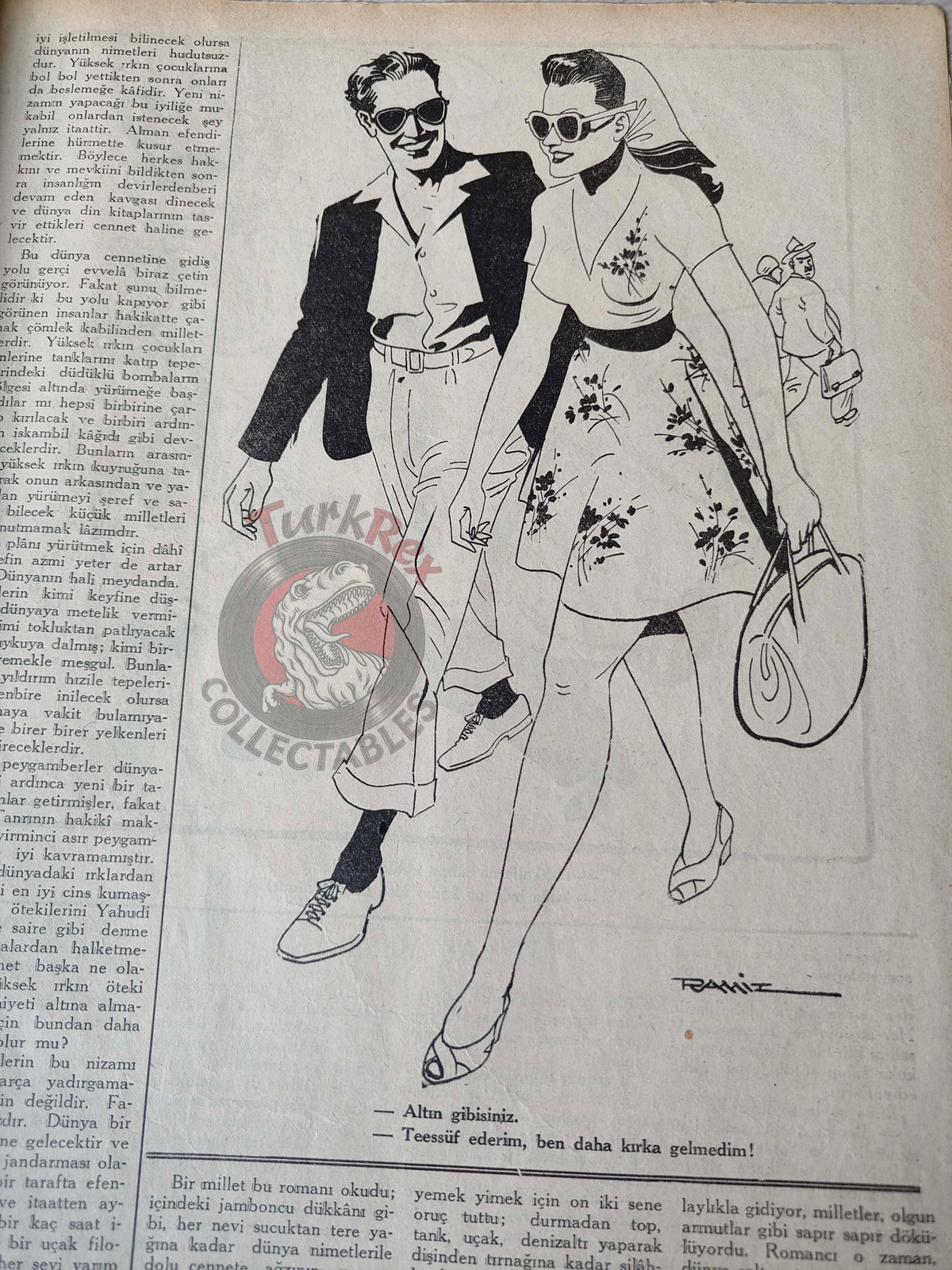 Karikatür 1944 Humor Magazine Turkish Turkey Defeat Germany WW2 era Bulgaria