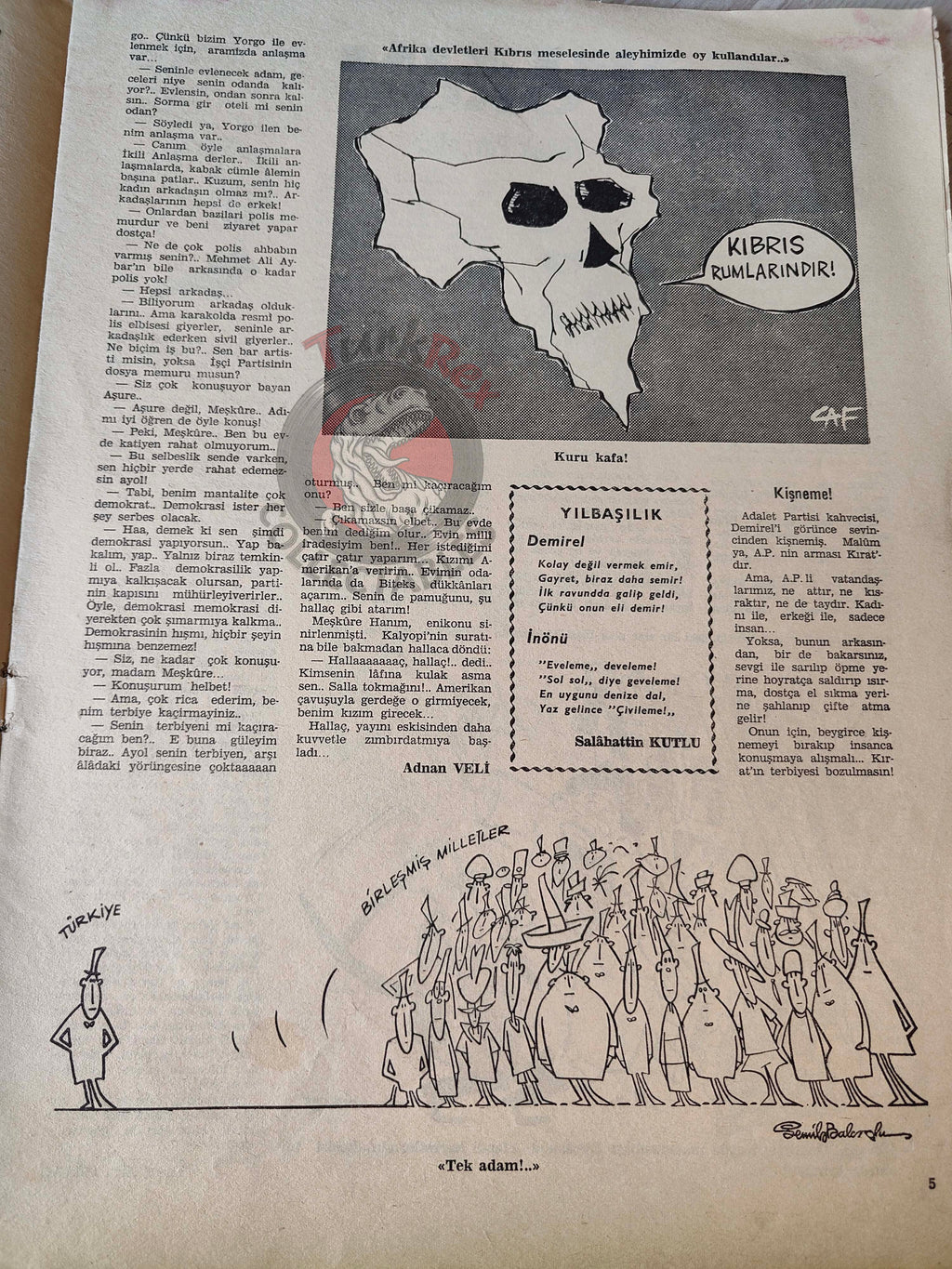 Akbaba 1966 The Cyprus War Turkish Magazine Turkey Greece Georgios Papandreou Gulliver's Travels