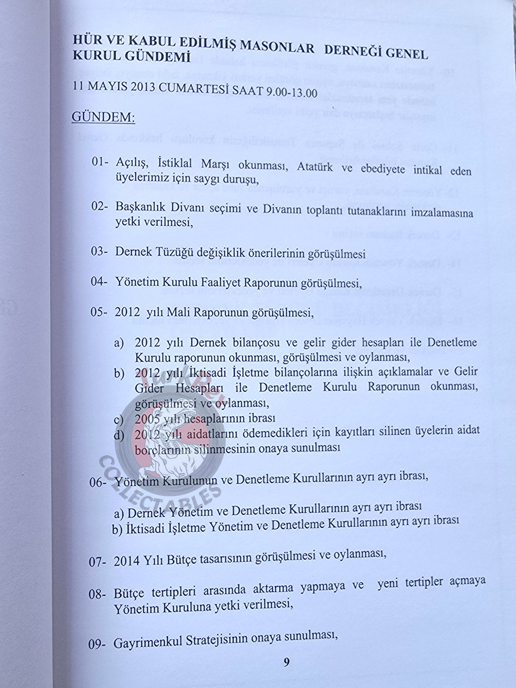 Turkish Freemasonry General Assembly Report 2013 Booklet Masonic Masons of Turkey