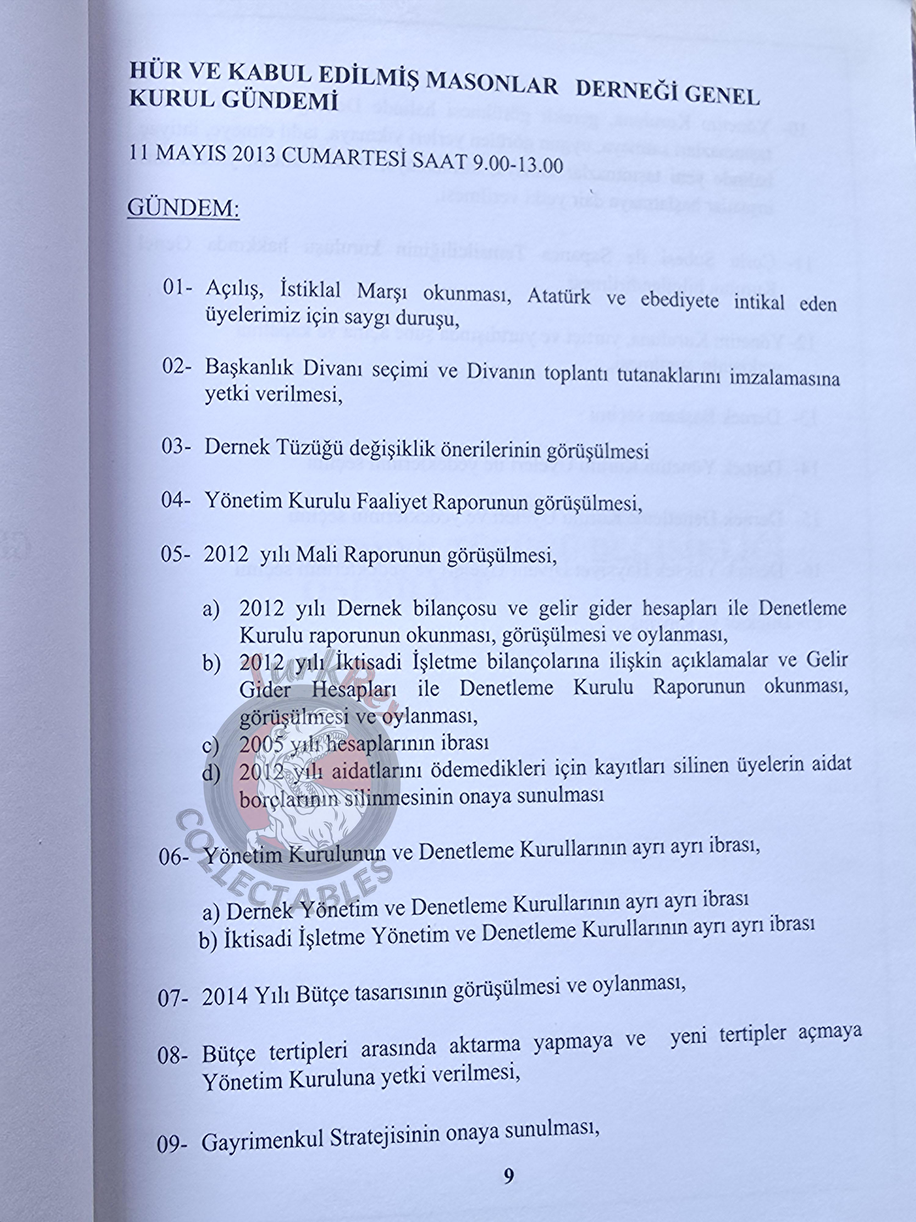 Turkish Freemasonry General Assembly Report 2013 Booklet Masonic Masons of Turkey