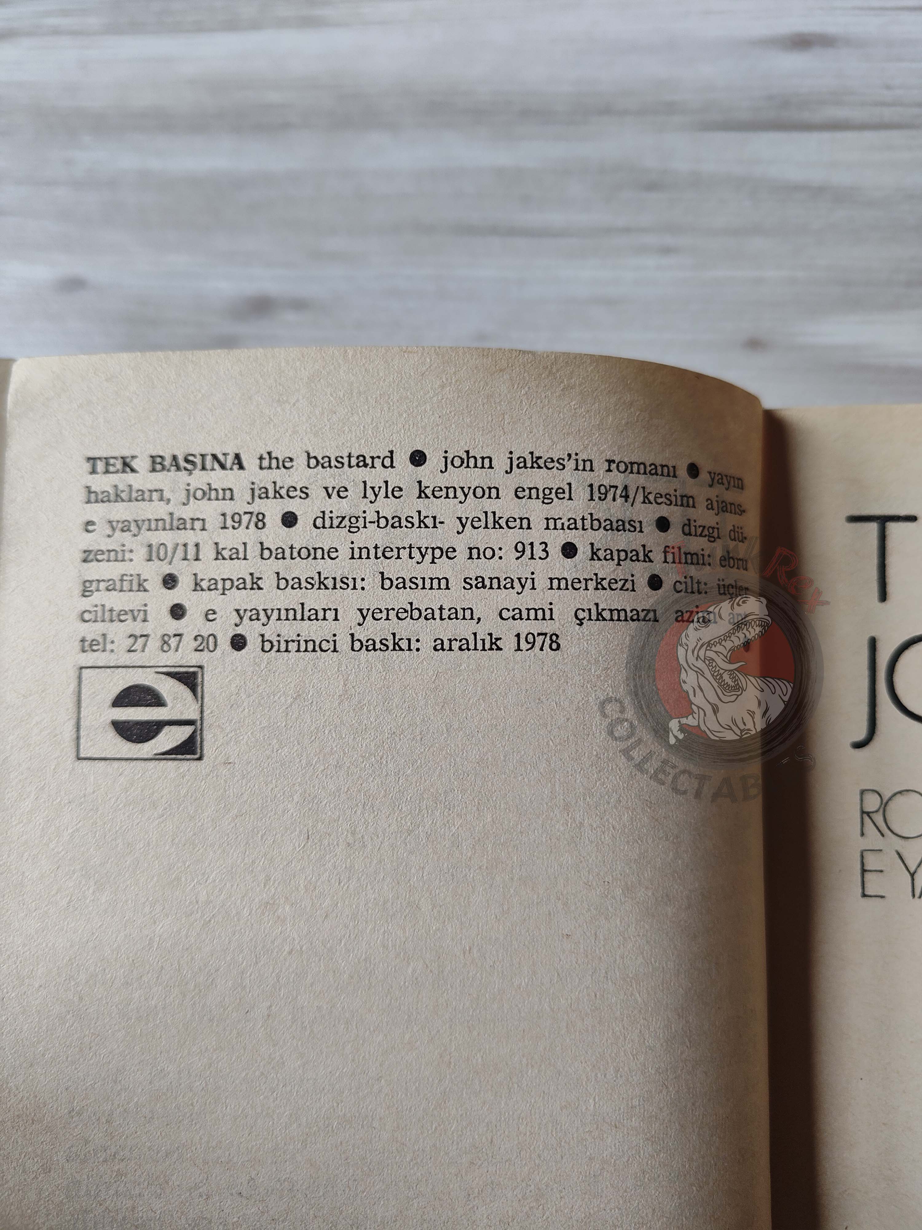 John Jakes – The Bastard 1978 1st Turkish Book Turkey The Kent Chronicles Vol. 1
