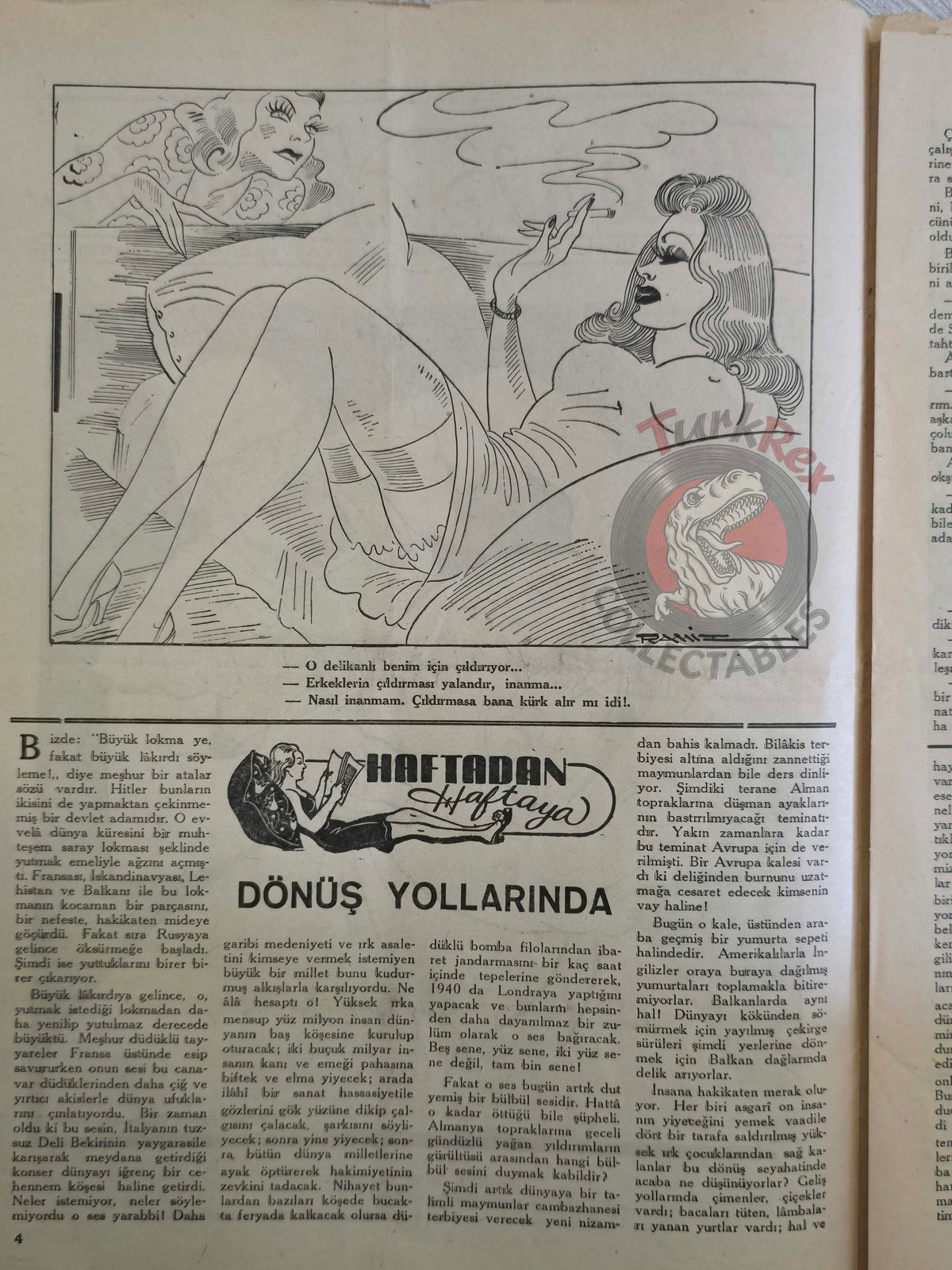 Karikatür 1944 Humor Magazine Turkish Turkey Submarines Prepared for Hitler’s Escape Germany WW2 era