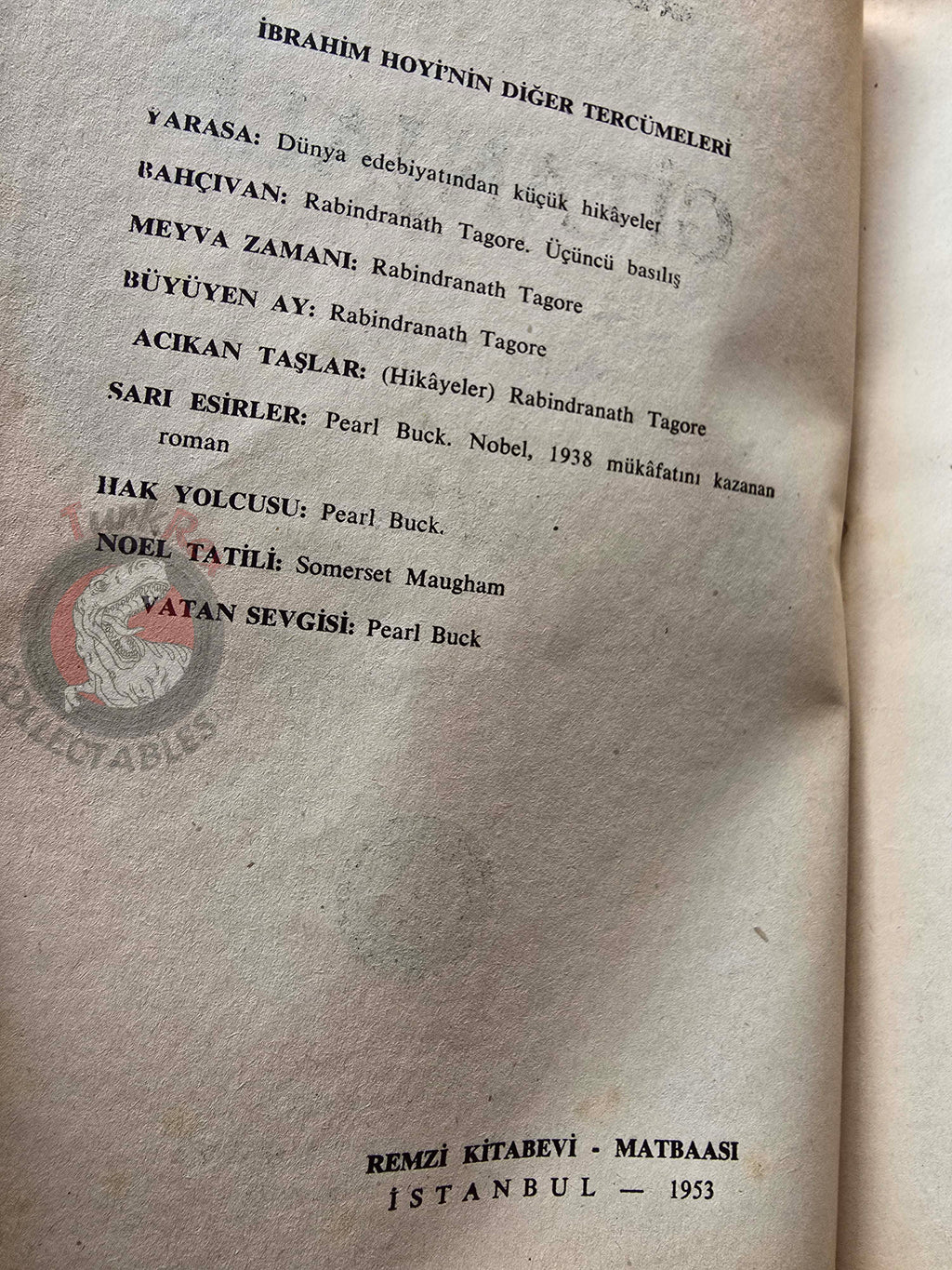 Rabindranath Tagore – Gitanjali: Song Offerings 1953 Turkish Book Turkey