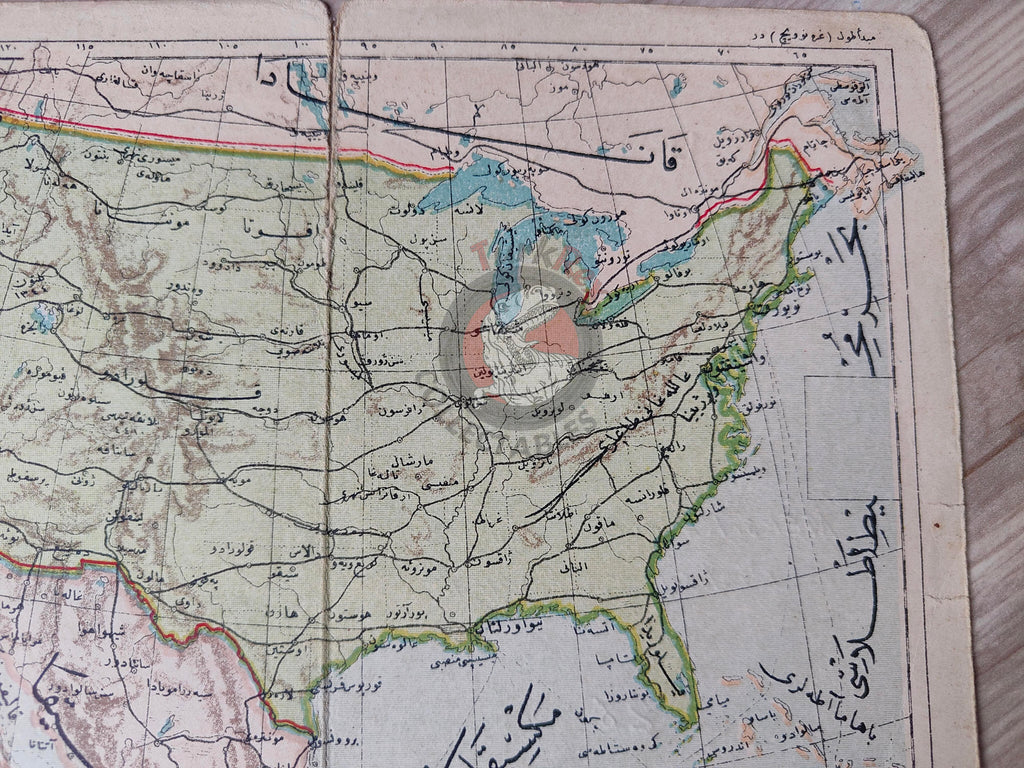 North America 1906 Ottoman Atlas Map Ottoman Empire USA Canada Mexico