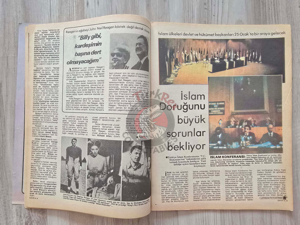 Turkish Magazine 8. Gün – White House Turkey 1981 Ronald Reagan World Islamic Conference