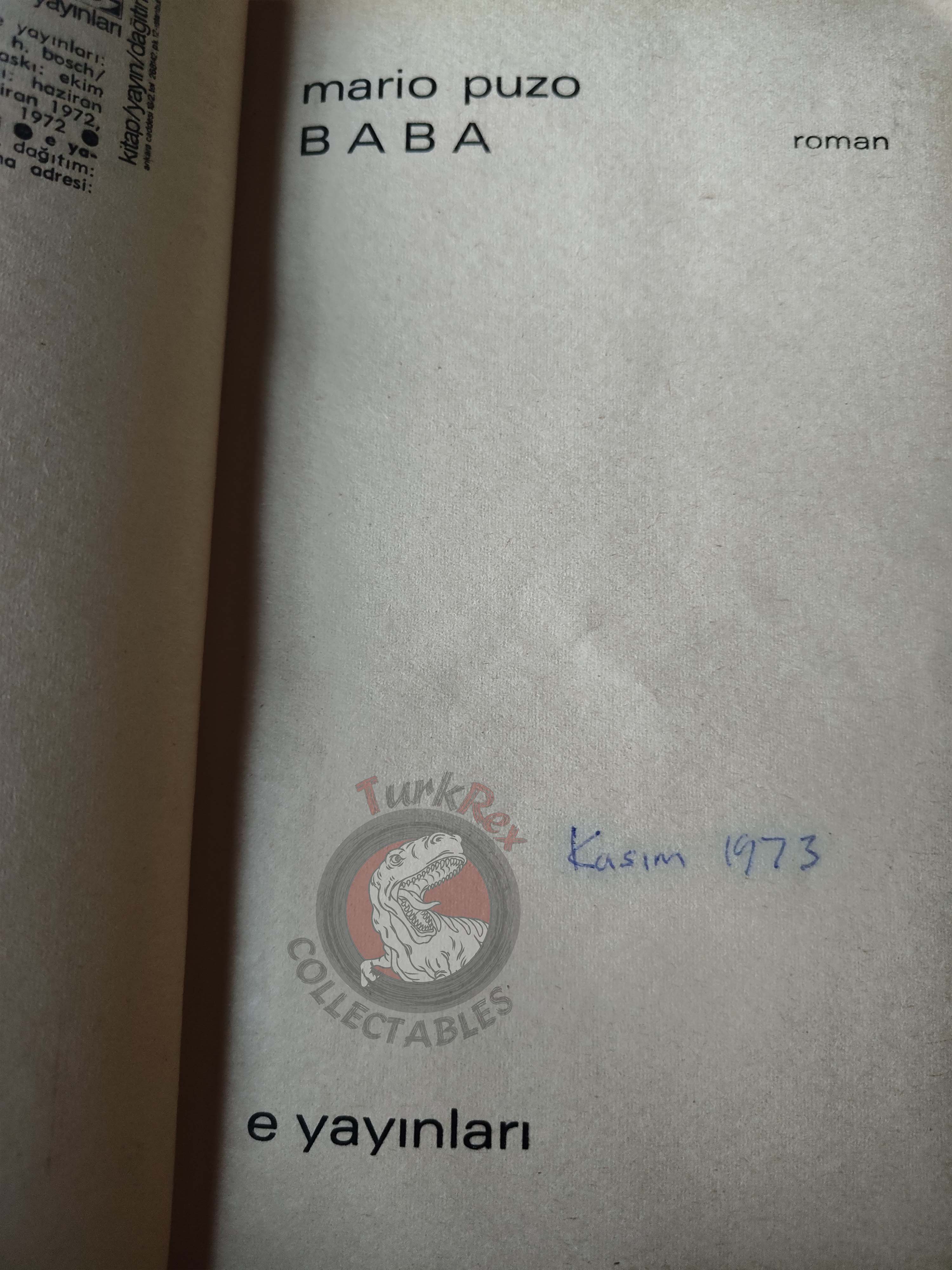Mario Puzo – The Godfather 1972 Turkish Book Turkey