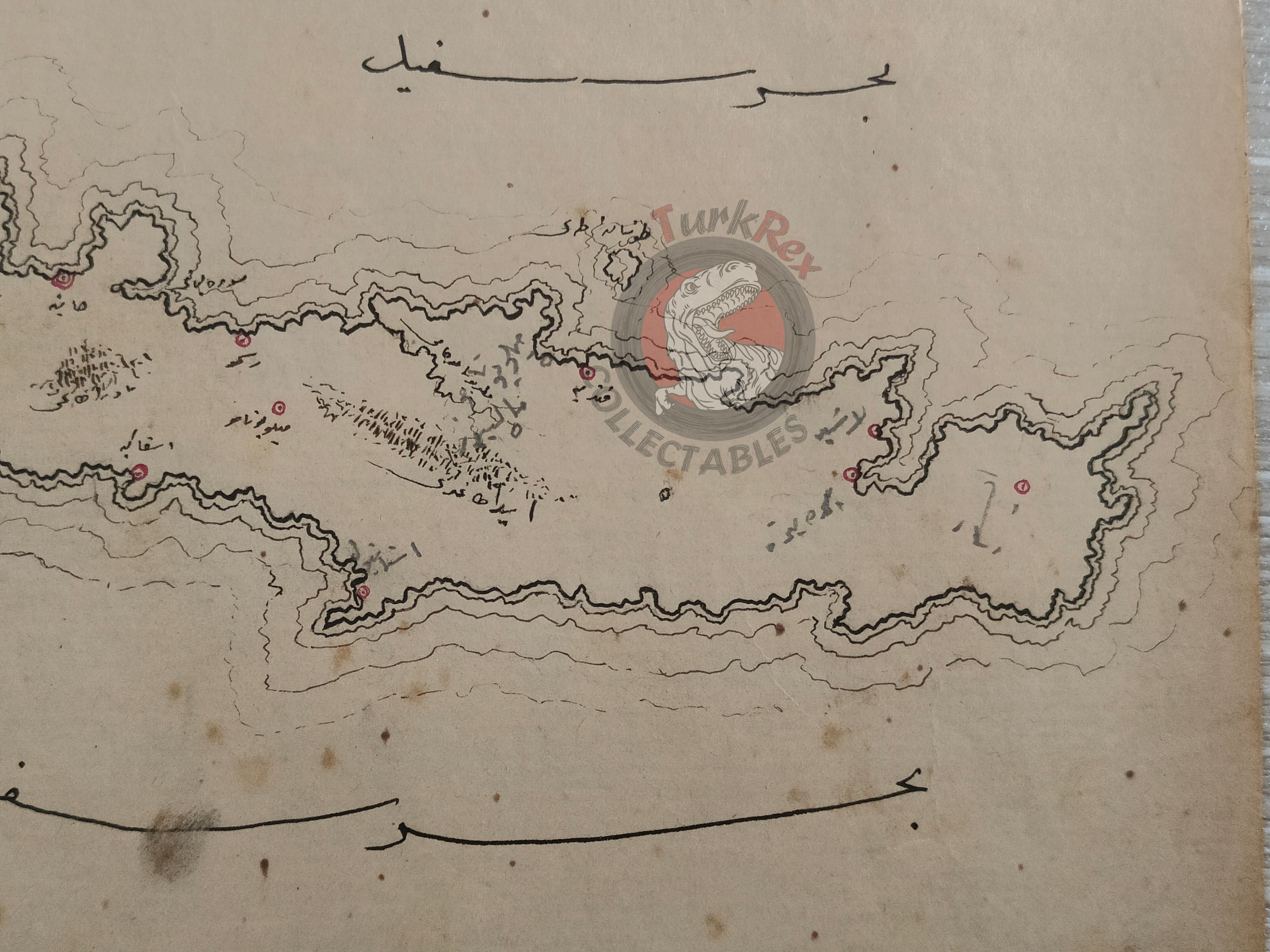Ottoman Empire Hand-Drawn Map Crete Vilayet 1890s Manuscript Aegean Islands