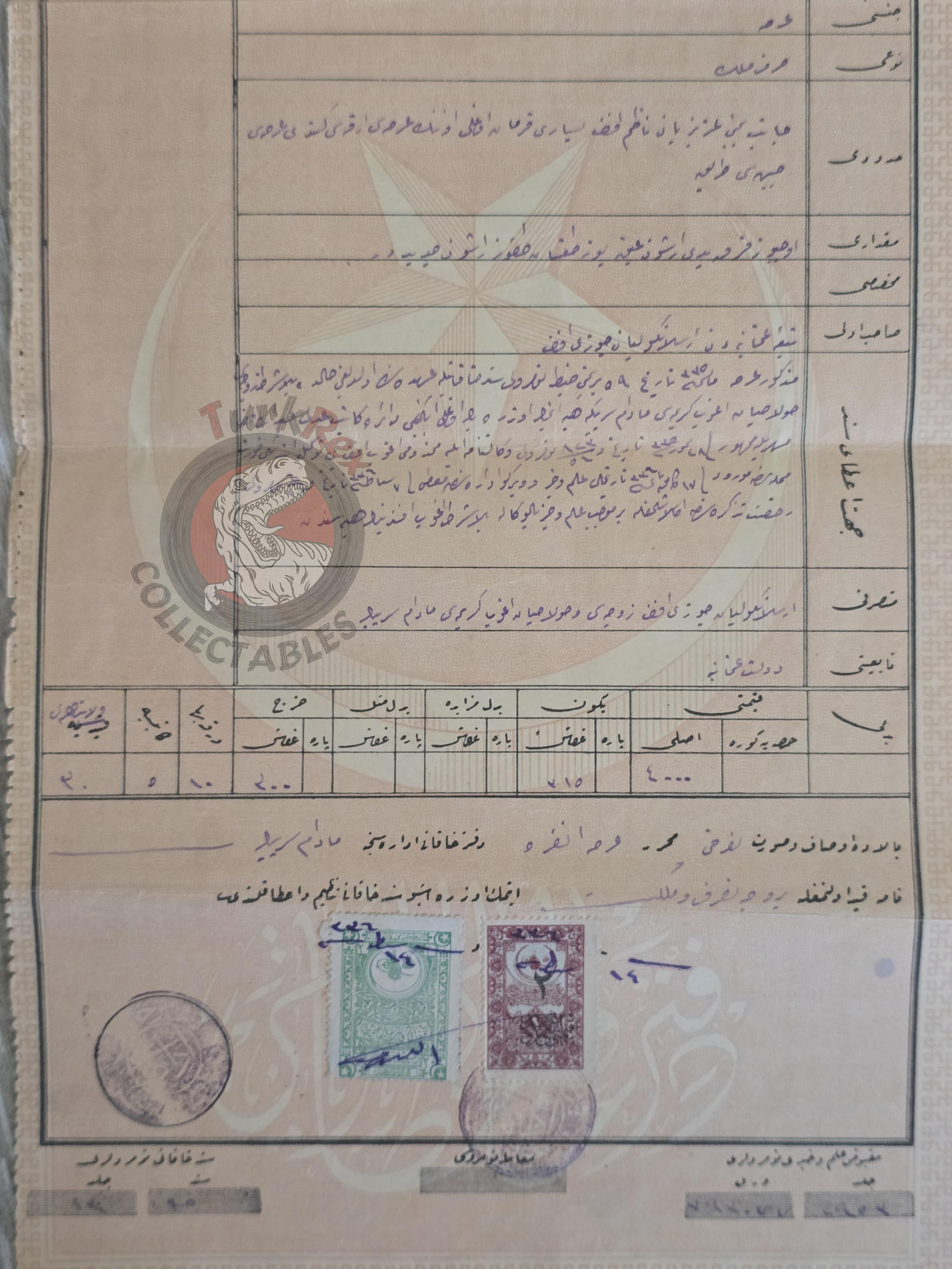 Ottoman 1920 Land Deed Plot in Ankara Title Armenian Citizens Armenia