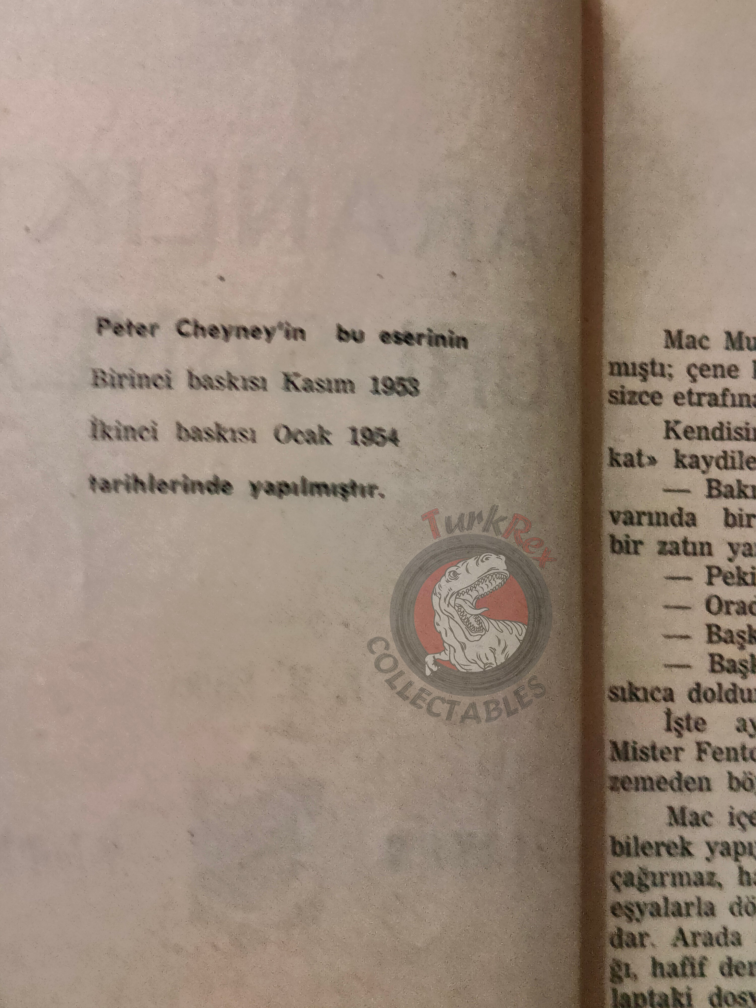 Peter Cheyney – Dark Duet 1954 Turkish Book Turkey