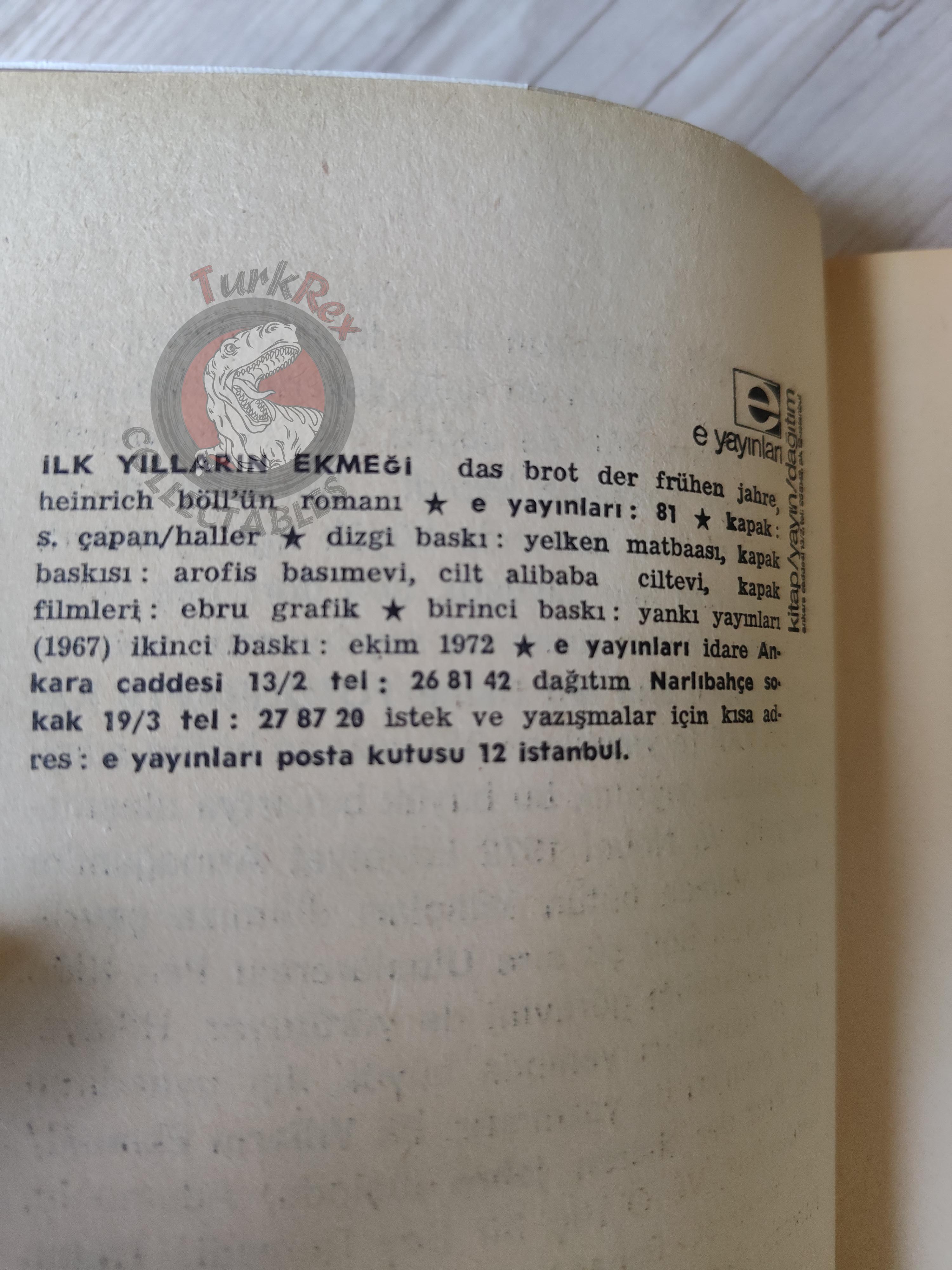 Heinrich Böll – The Bread of Those Early Years 1972 Turkish Book Turkey
