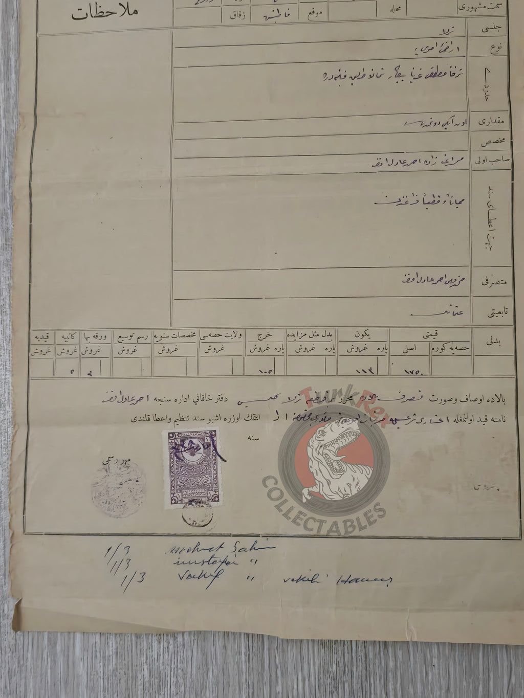 Ottoman 1922 Land Deed Agricultural Land in Kilis Manbij Syria Title Watermarked Papierfabrik Sacrau