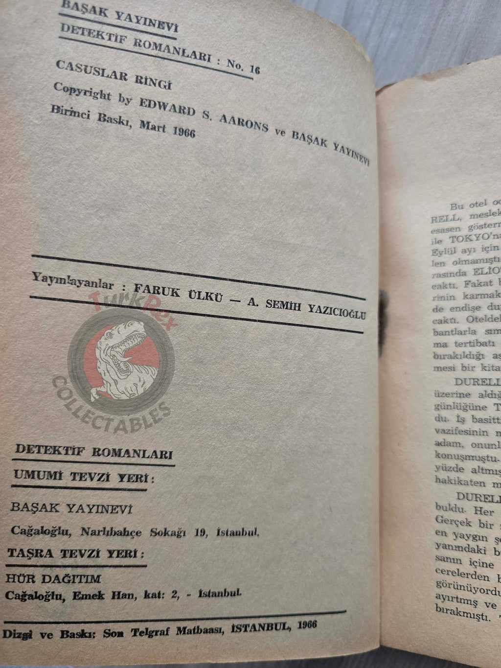 Edward Aarons – Sam Durell  Manchurian Doll  1966 1st Turkish Book Turkey