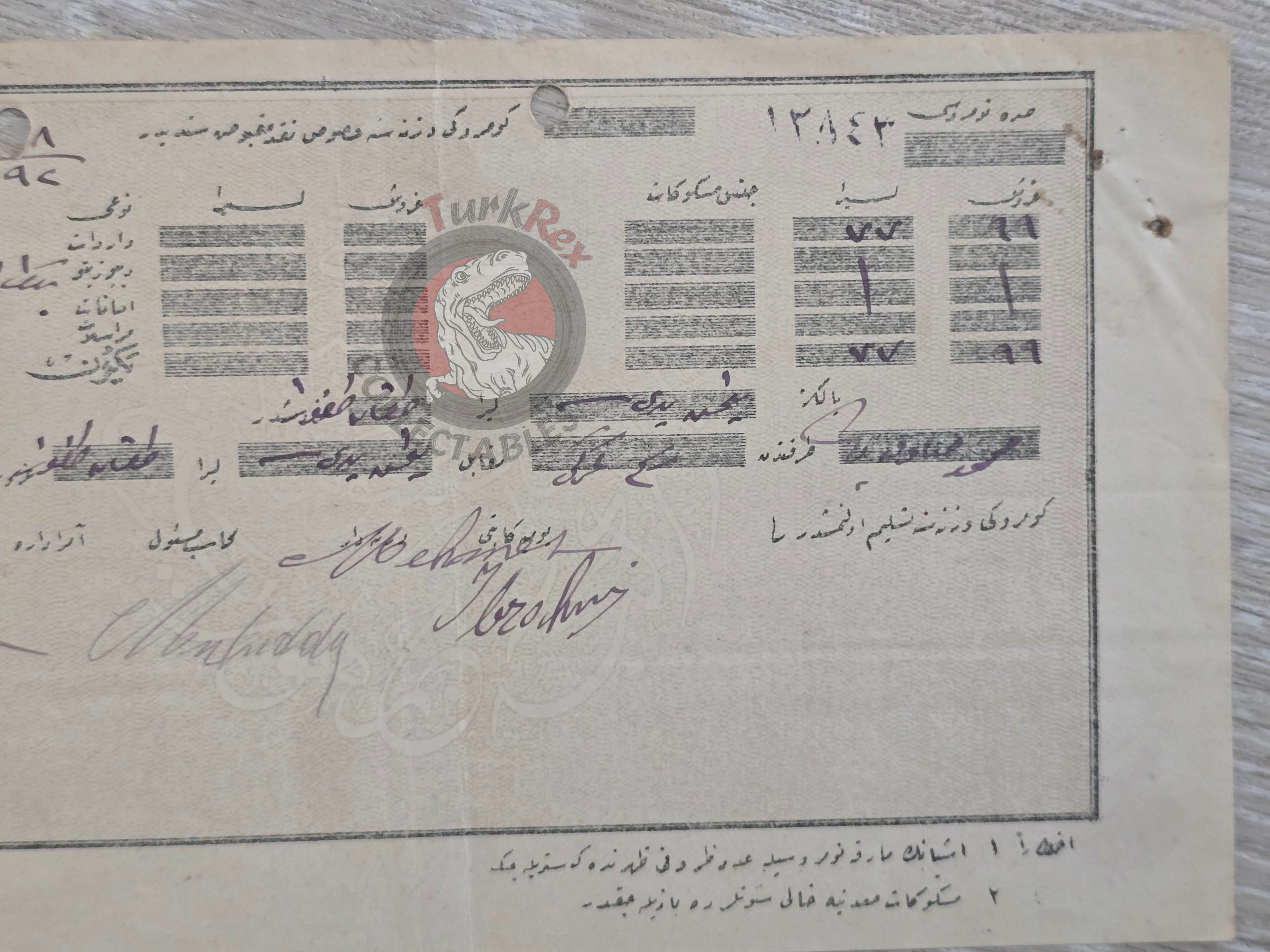 Ottoman 1928 Customs Cash Receipt for Import Duty Payment