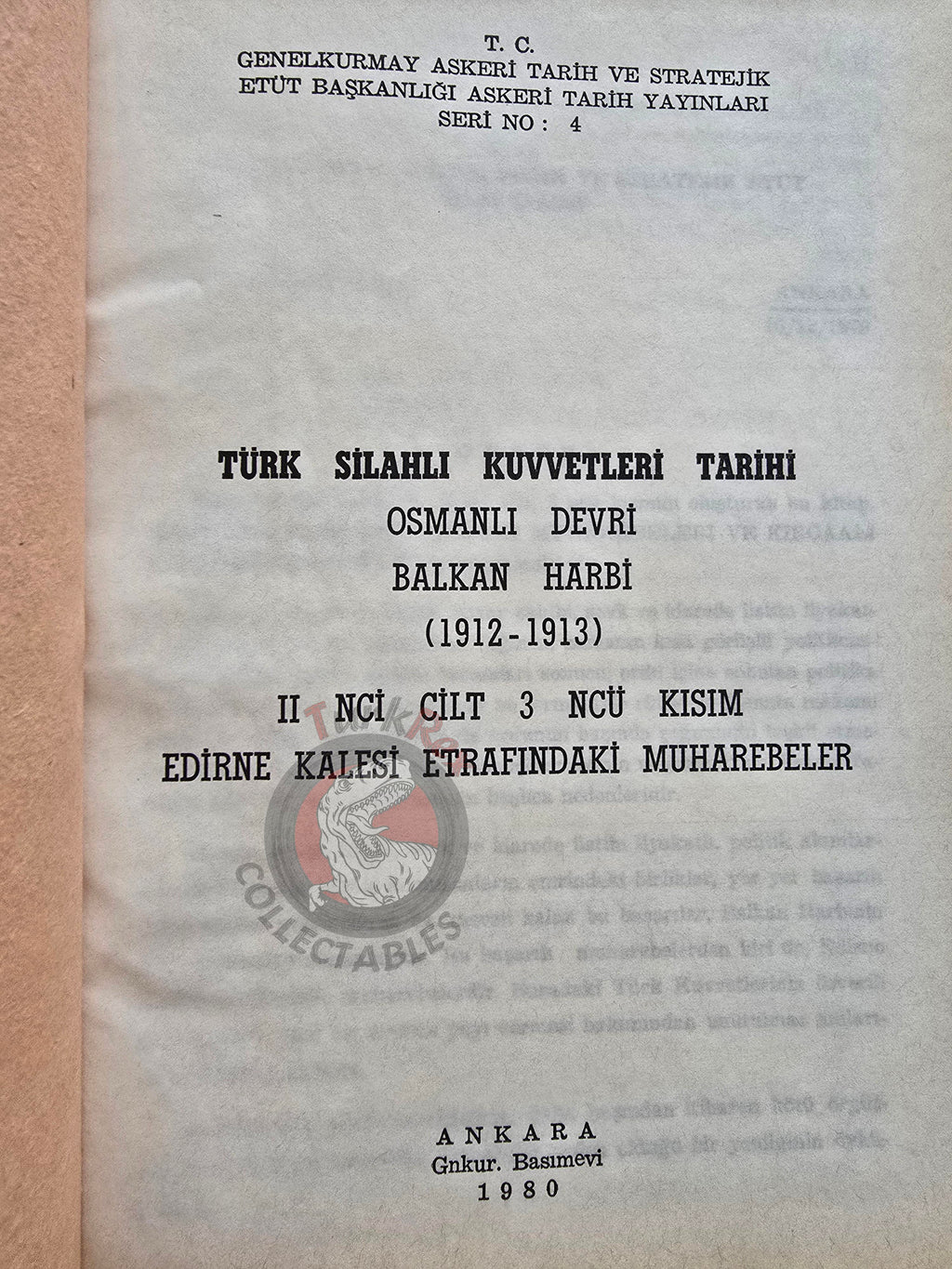 Balkan War Battles Around the Edirne Fortress 1980 Turkish Book Military Ottoman Empire Maps