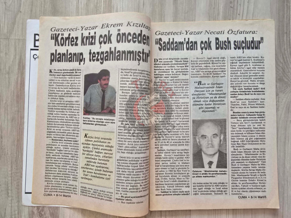 Cuma 1991 Saddam and Bush Are War Criminals! Turkish Magazine Turkey Saddam Hussein Gulf War