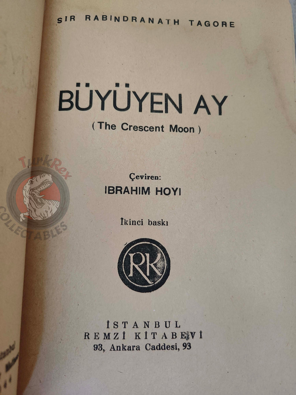 Rabindranath Tagore – The Crescent Moon 1944 Turkish Book Turkey