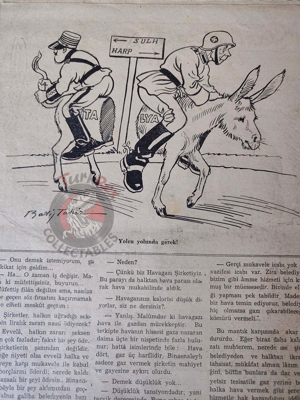 Akbaba 1943 Humor Magazine Turkish Turkey USA Uncle Sam WW2 era Germany Mussolini Goebbels