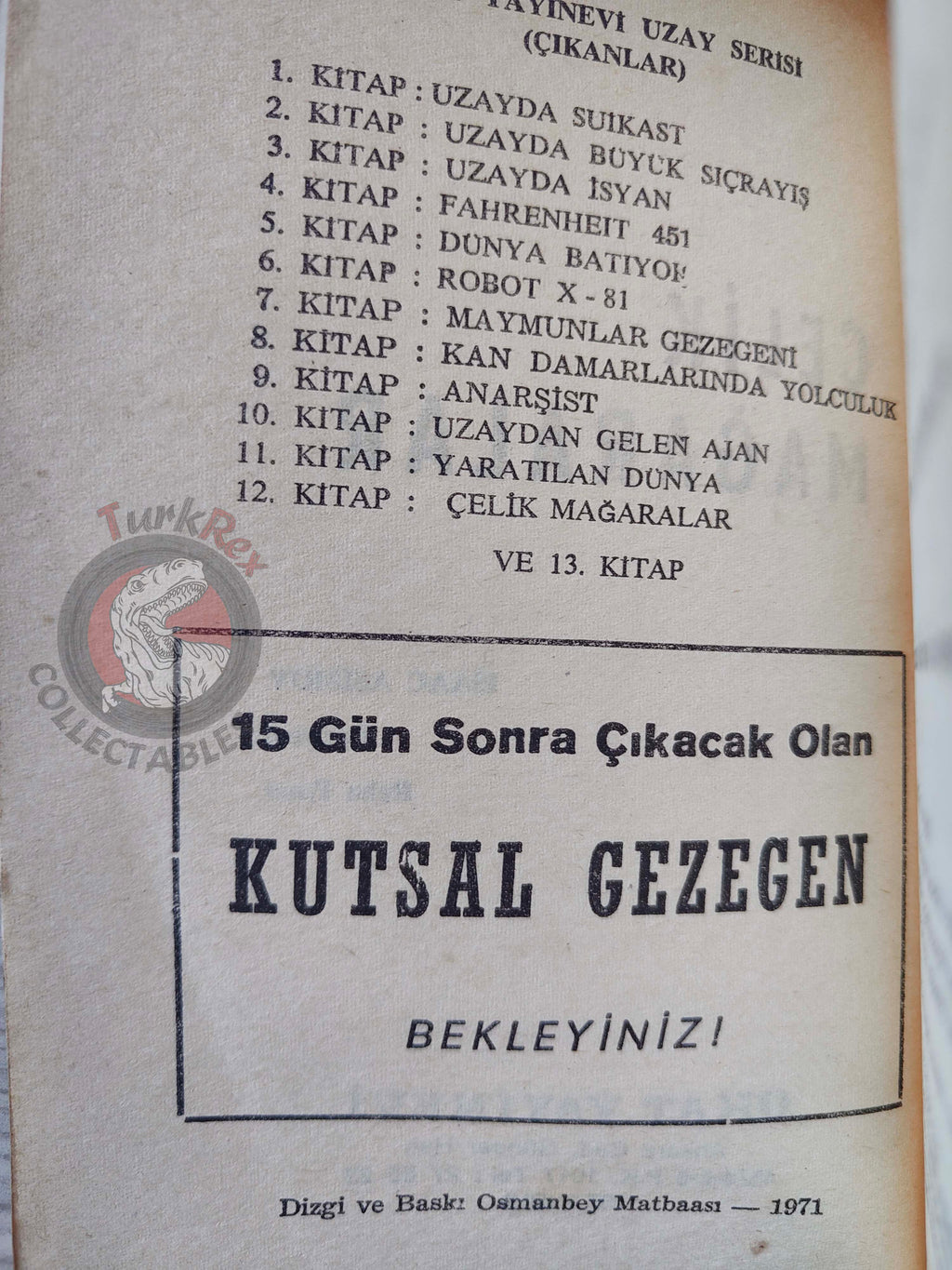 Isaac Asimov – The Caves of Steel 1971 1st Turkish Book Turkey