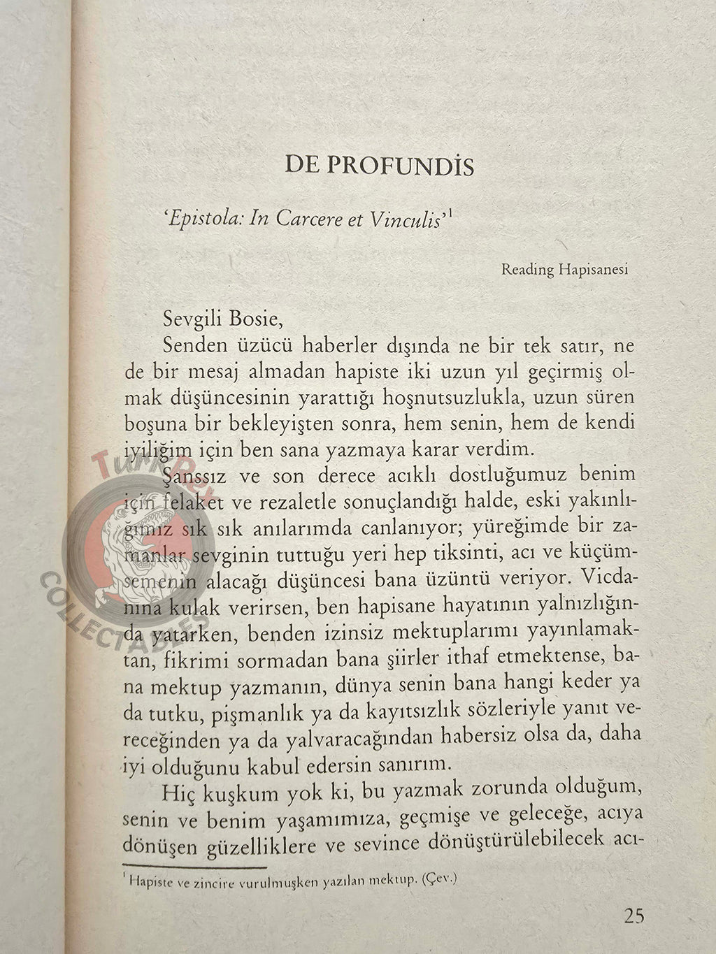 Oscar Wilde – De Profundis 1997 Turkish Book Turkey