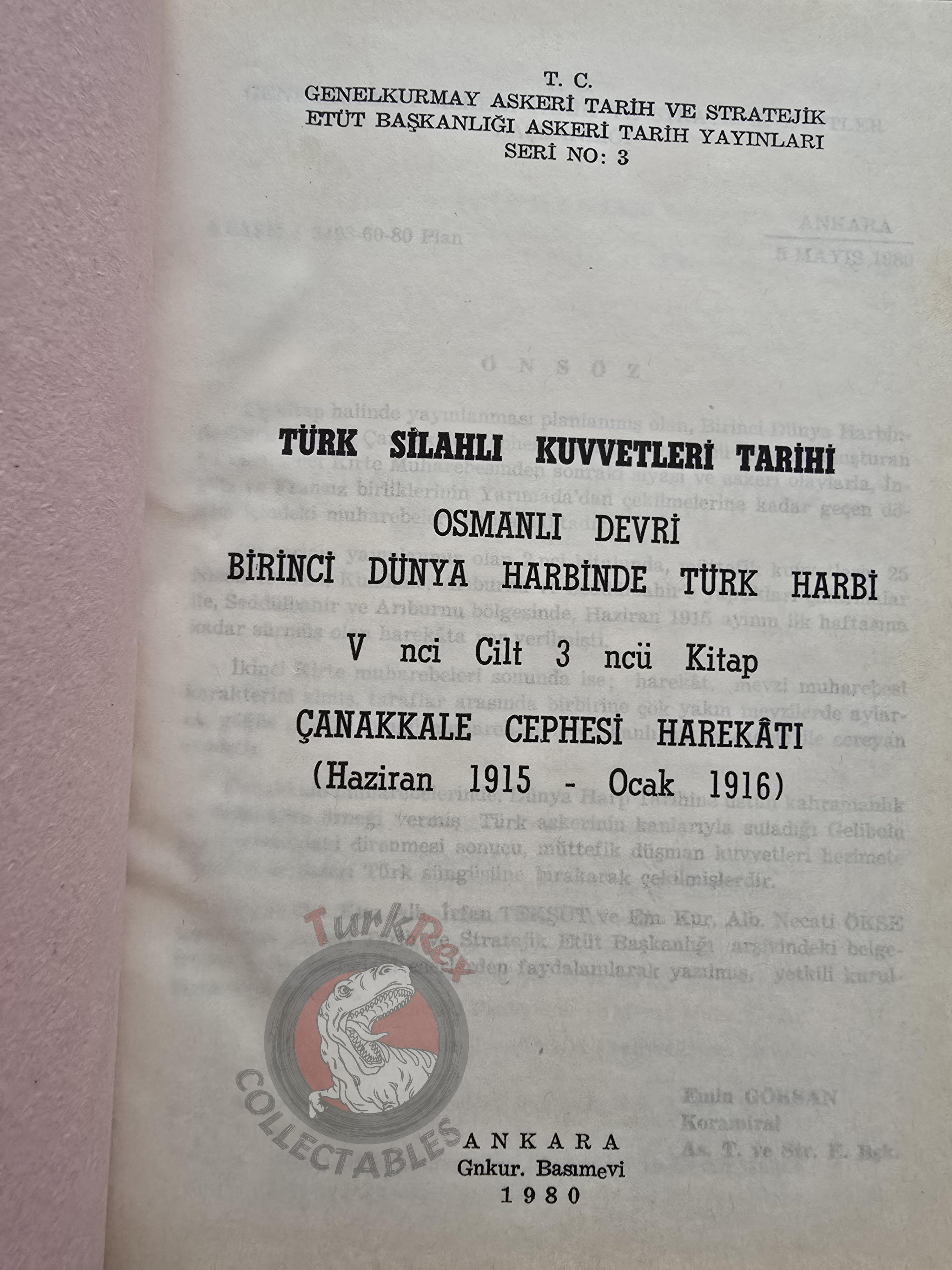 WW1 Gallipoli Campaign Operations 1980 Turkish Book Military Ottoman Empire Maps