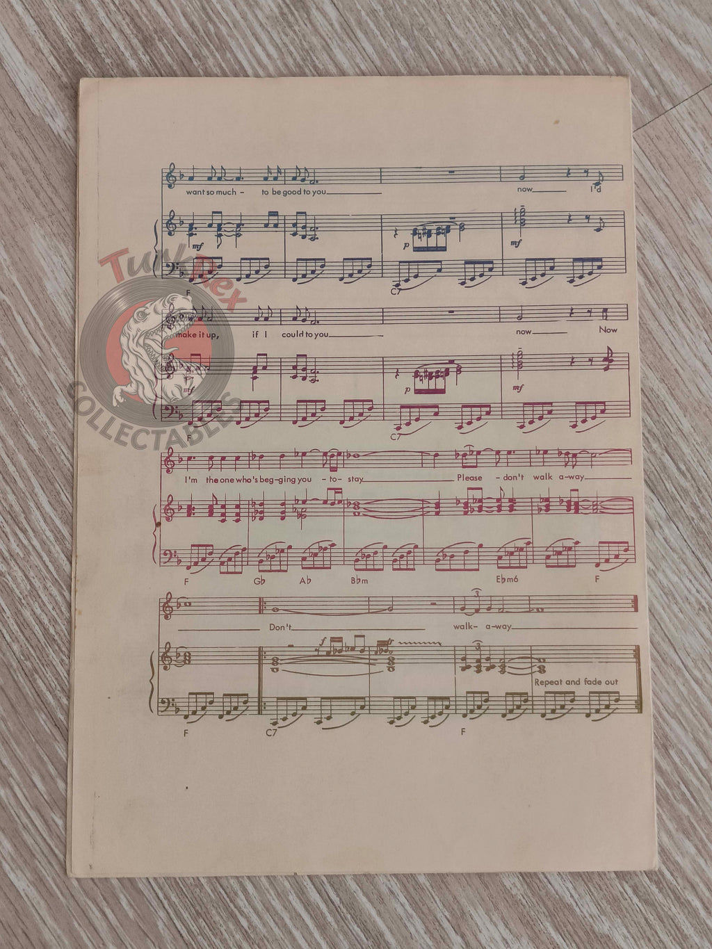 Kathy Kirby – Don’t Walk Away Turkish Vintage Musical Notes Sheet Turkey