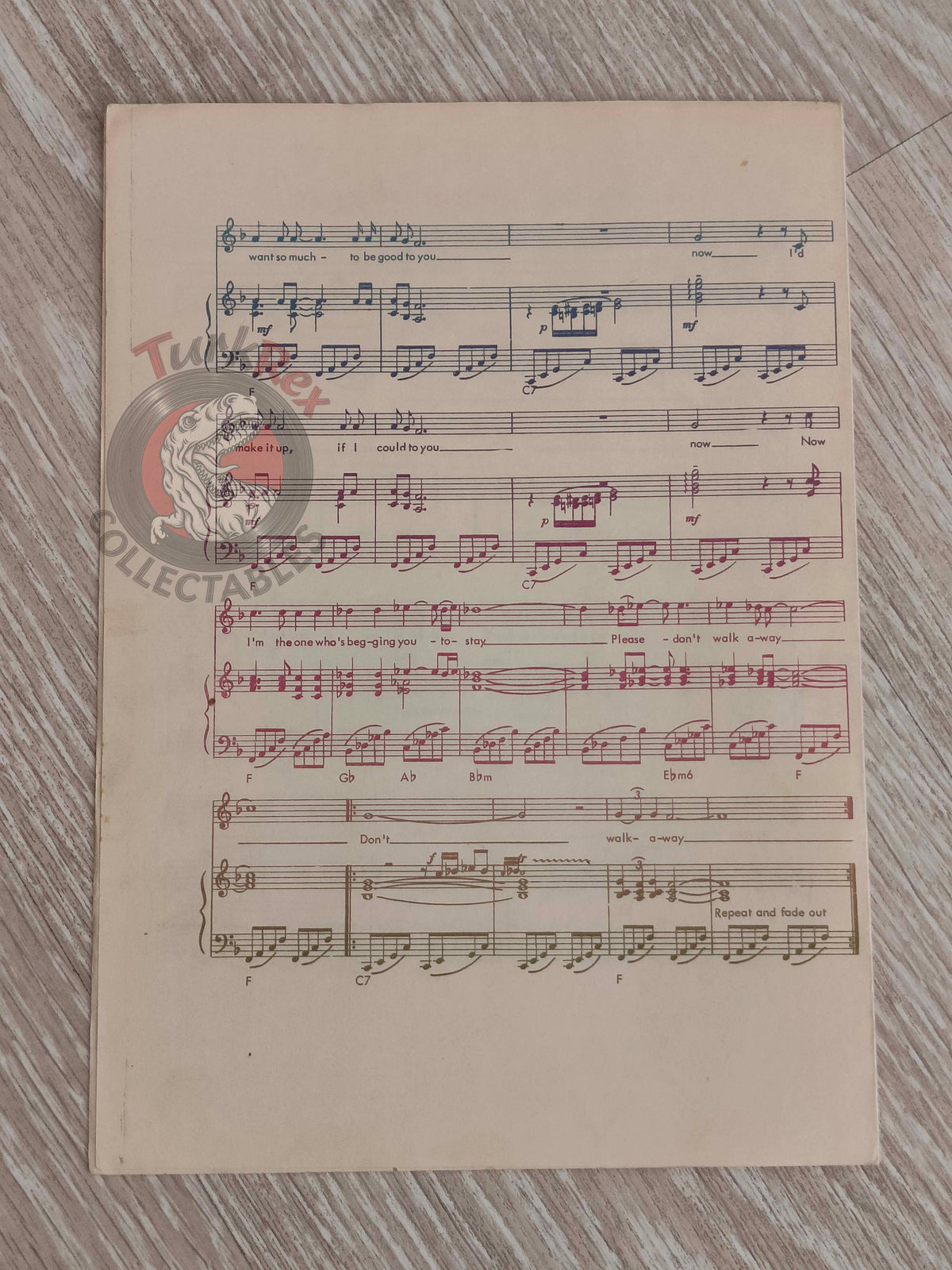 Kathy Kirby – Don’t Walk Away Turkish Vintage Musical Notes Sheet Turkey