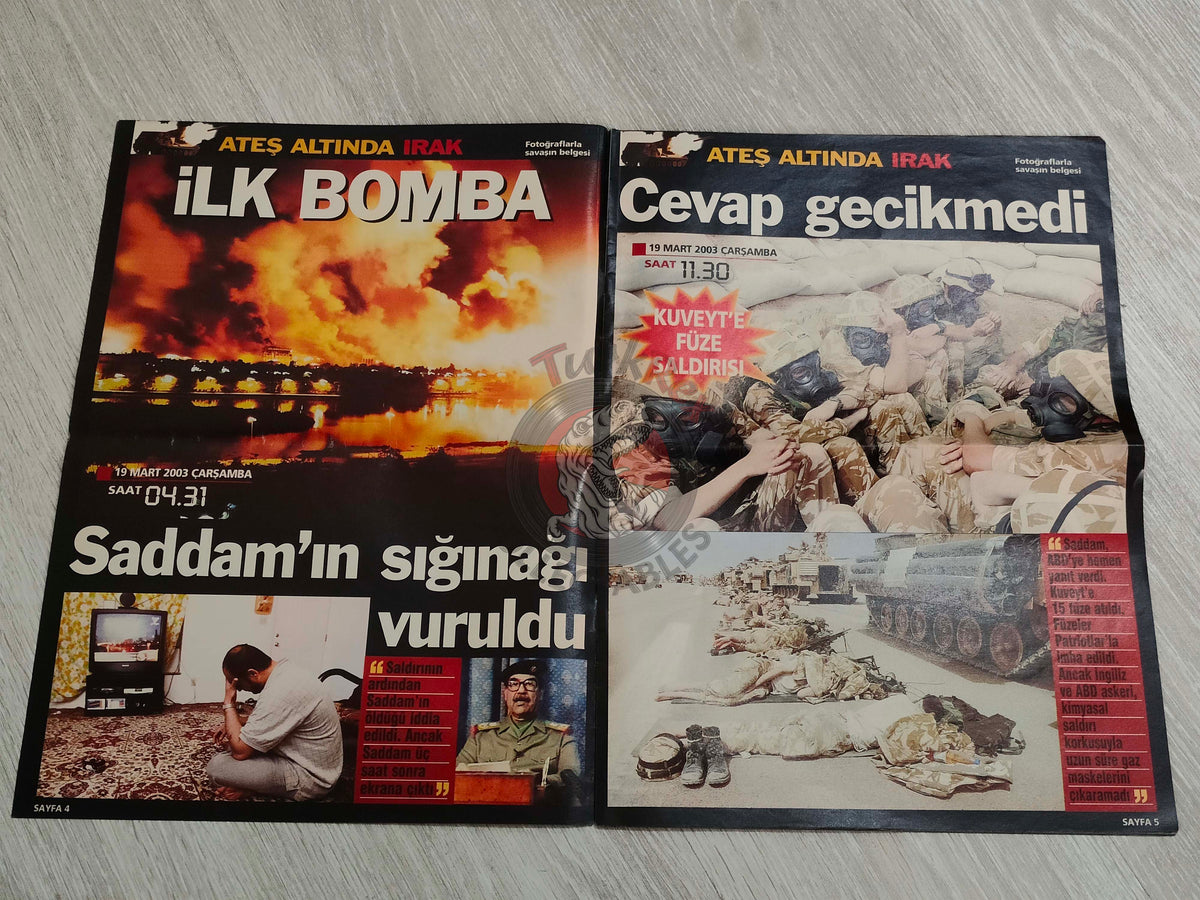 The Gulf War II: Baghdad Turkish Magazine Turkey Middle East Saddam Hussein Iraq George W. Bush