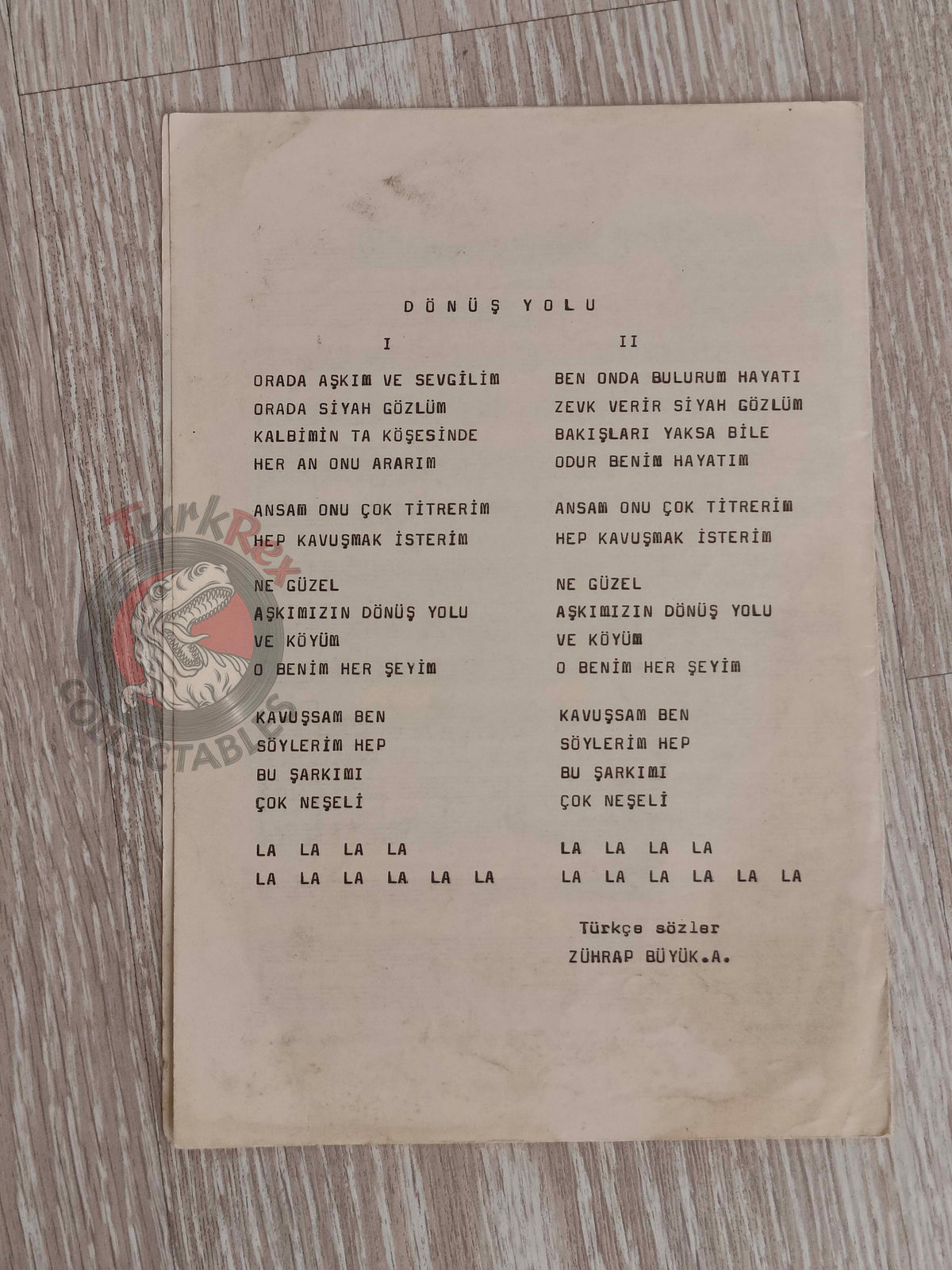 Liz Sarian – La Route Qui Mène au Retour Turkish Vintage Musical Notes Sheet Turkey