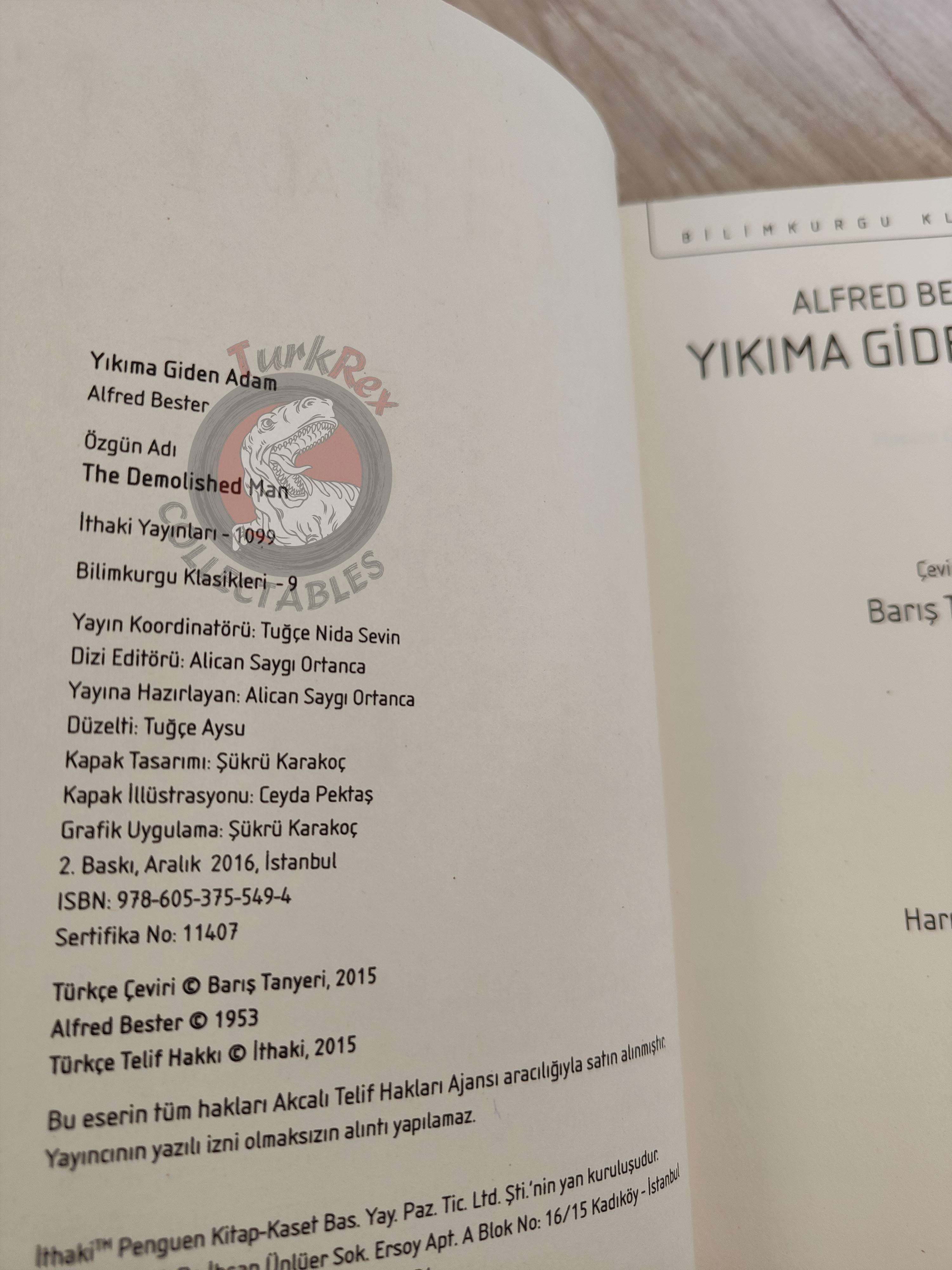 Alfred Bester – The Demolished Man 2016 Turkish Book Turkey