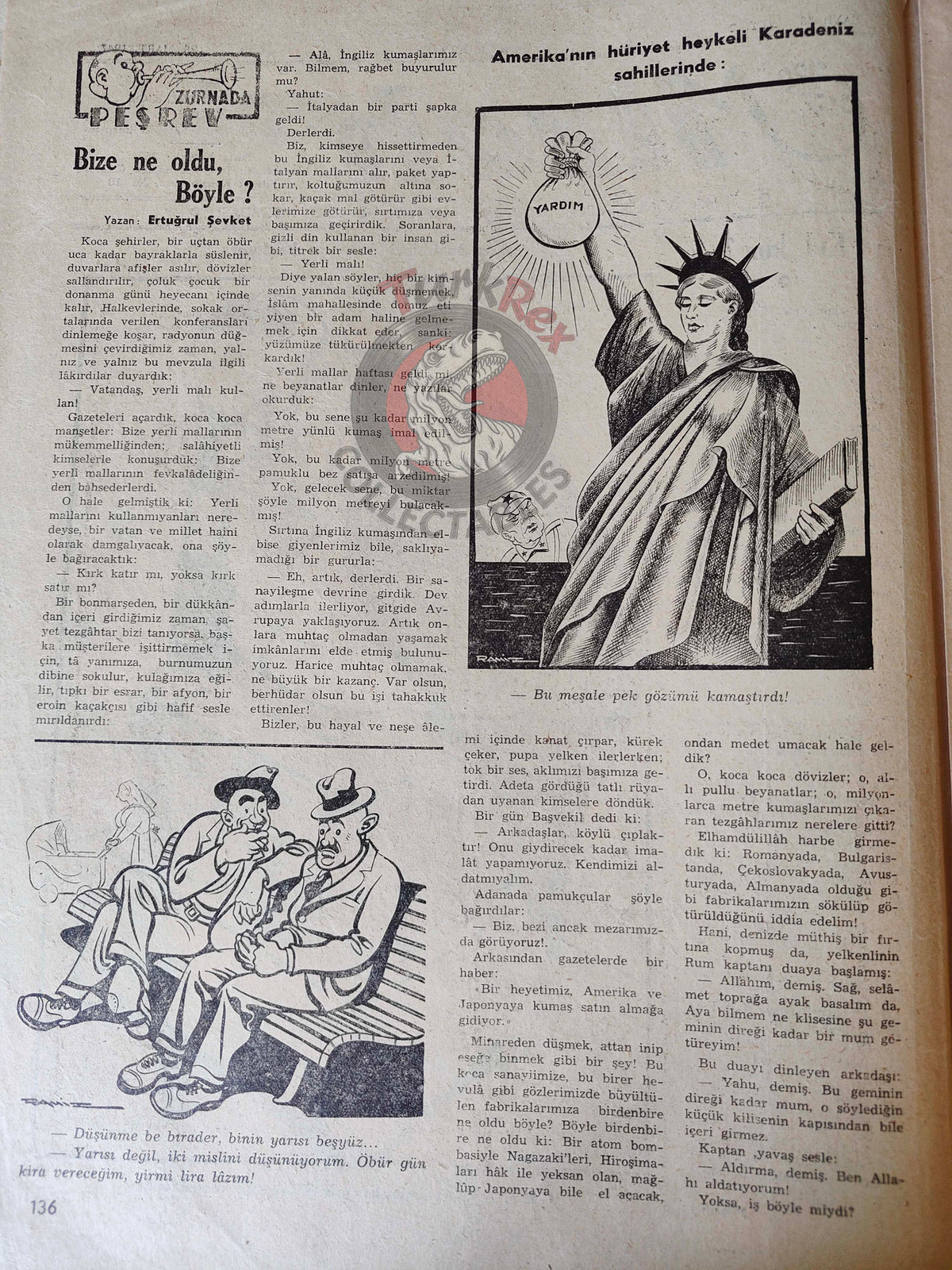 Mizah 1947 Humor Magazine Turkish Turkey Uncle Sam and Communism War Soviet Russia USA