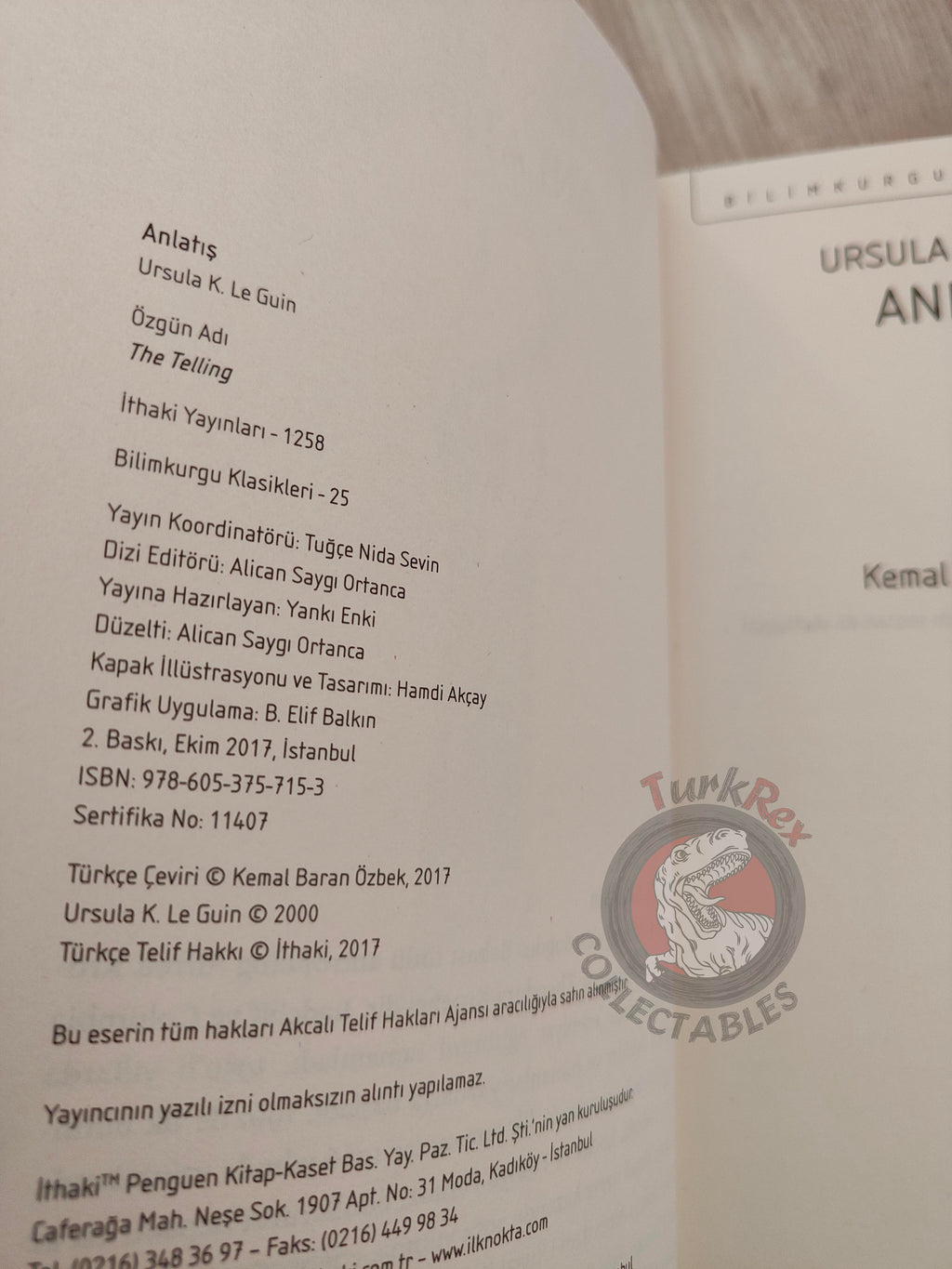 Ursula K. Le Guin – The Telling 2017 Turkish Book Turkey