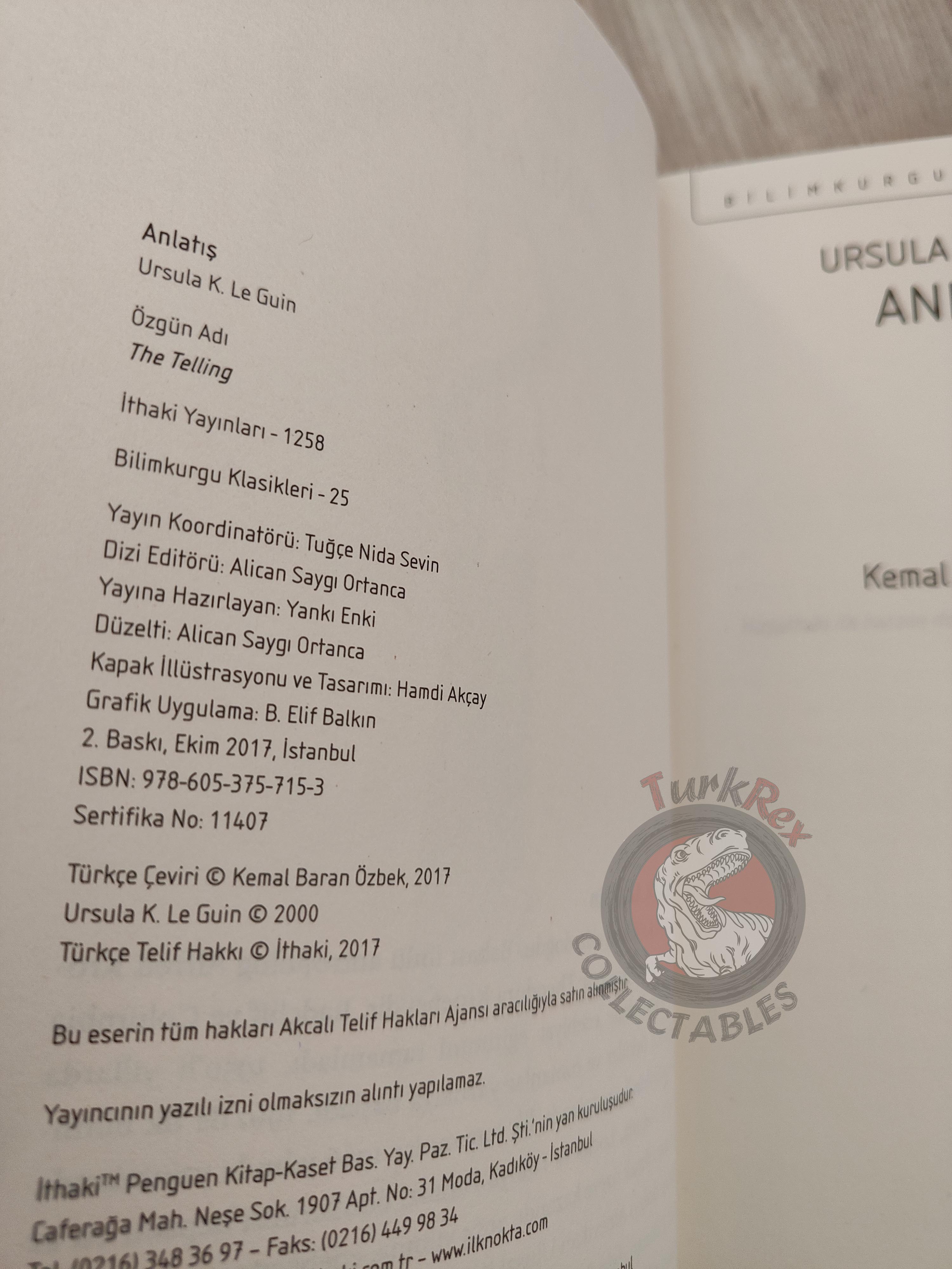 Ursula K. Le Guin – The Telling 2017 Turkish Book Turkey