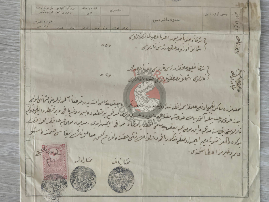 Ottoman 1911 Land Deed Field and Vineyard Conditional Sale Title Deed Hafiz Greek