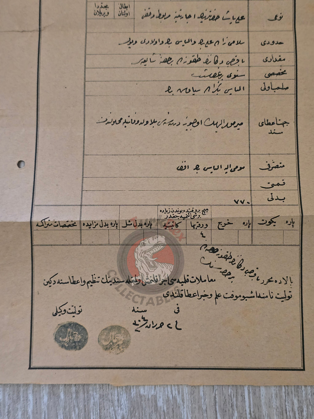 Ottoman 1888 Property Deed Coppersmith's Shop in Serres Greece Title Deed Waqf Balkans