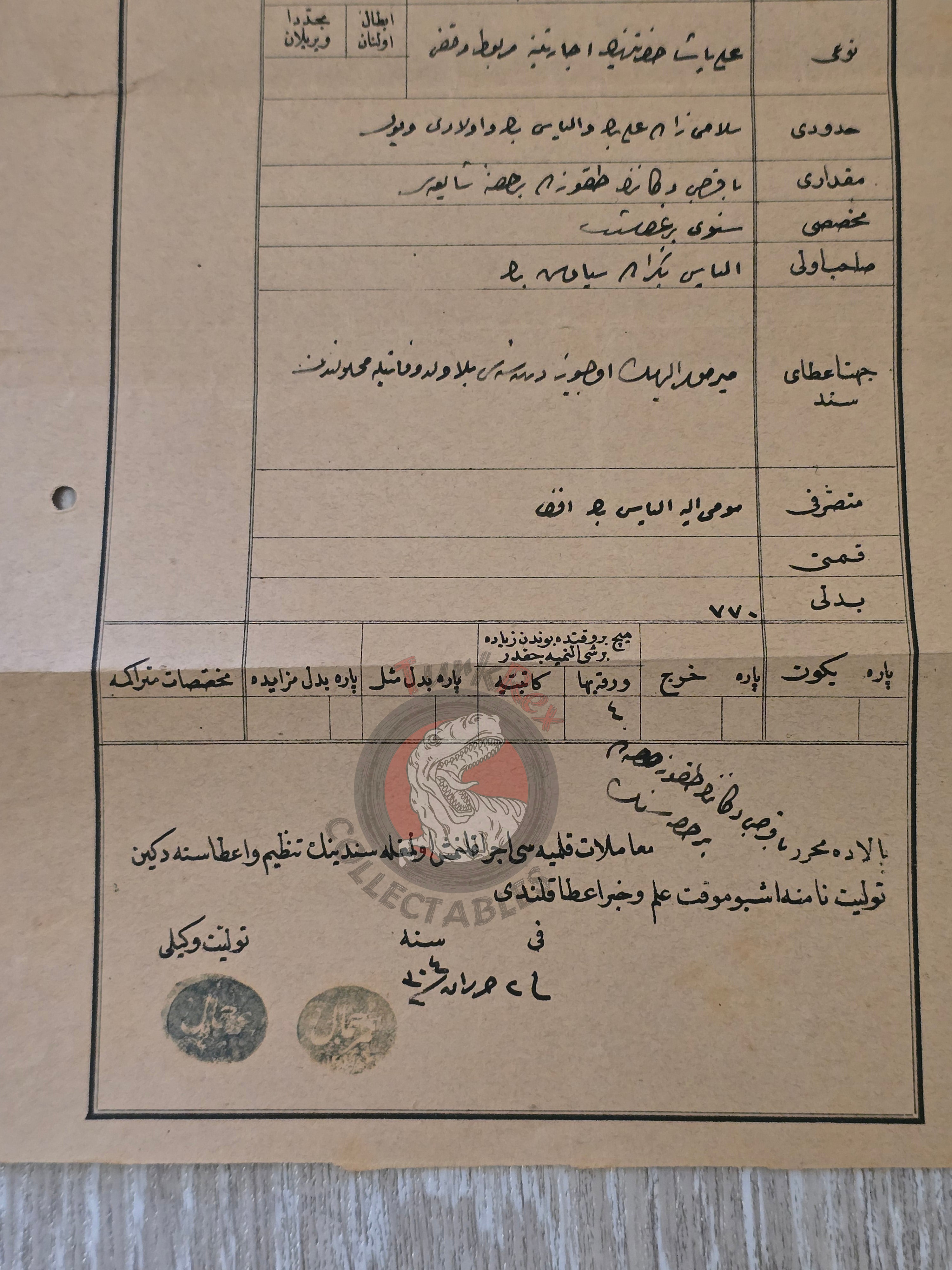 Ottoman 1888 Property Deed Coppersmith's Shop in Serres Greece Title Deed Waqf Balkans