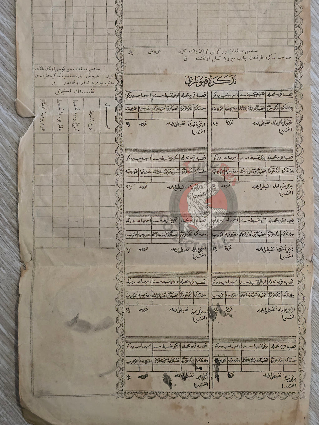 Ottoman Property Tax Certificate 1880s İstanbul-Non Muslim Citizen Watermarked