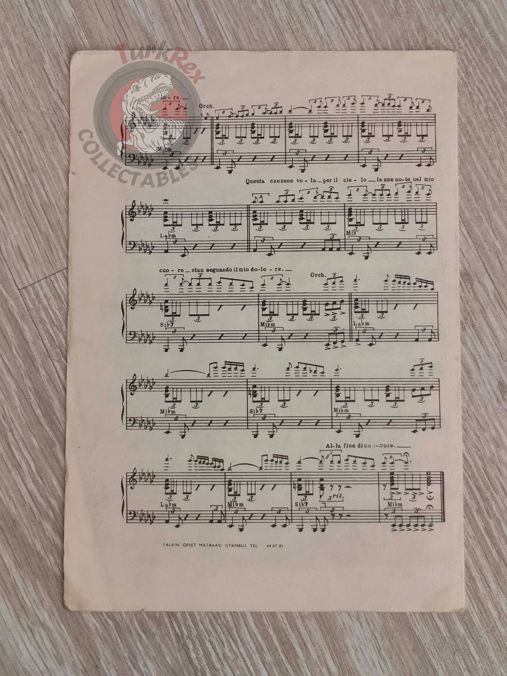 Adriano Celentano & Milva – Canzone Turkish Vintage Musical Notes Sheet Turkey  Sanremo