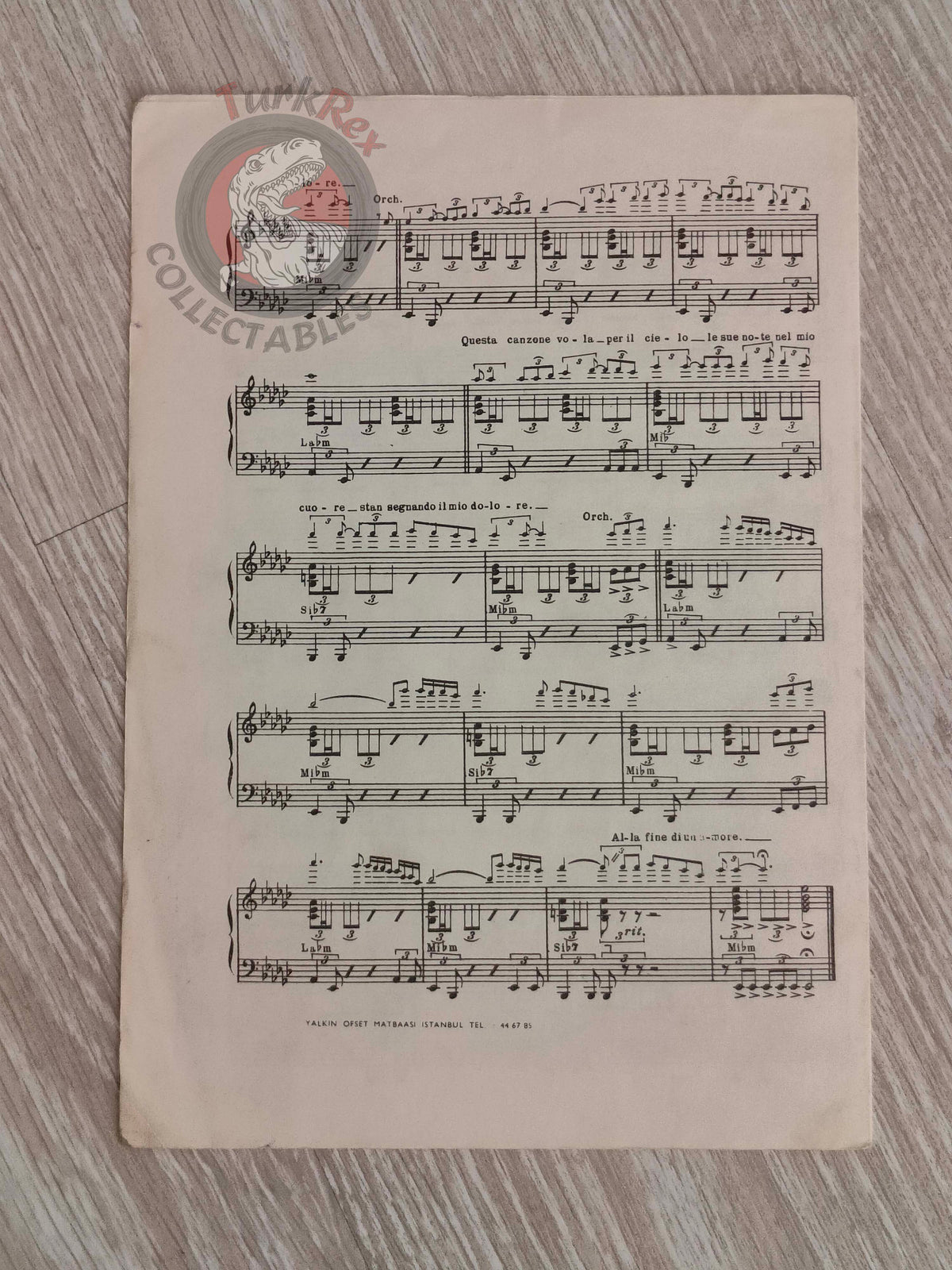 Adriano Celentano & Milva – Canzone Turkish Vintage Musical Notes Sheet Turkey  Sanremo