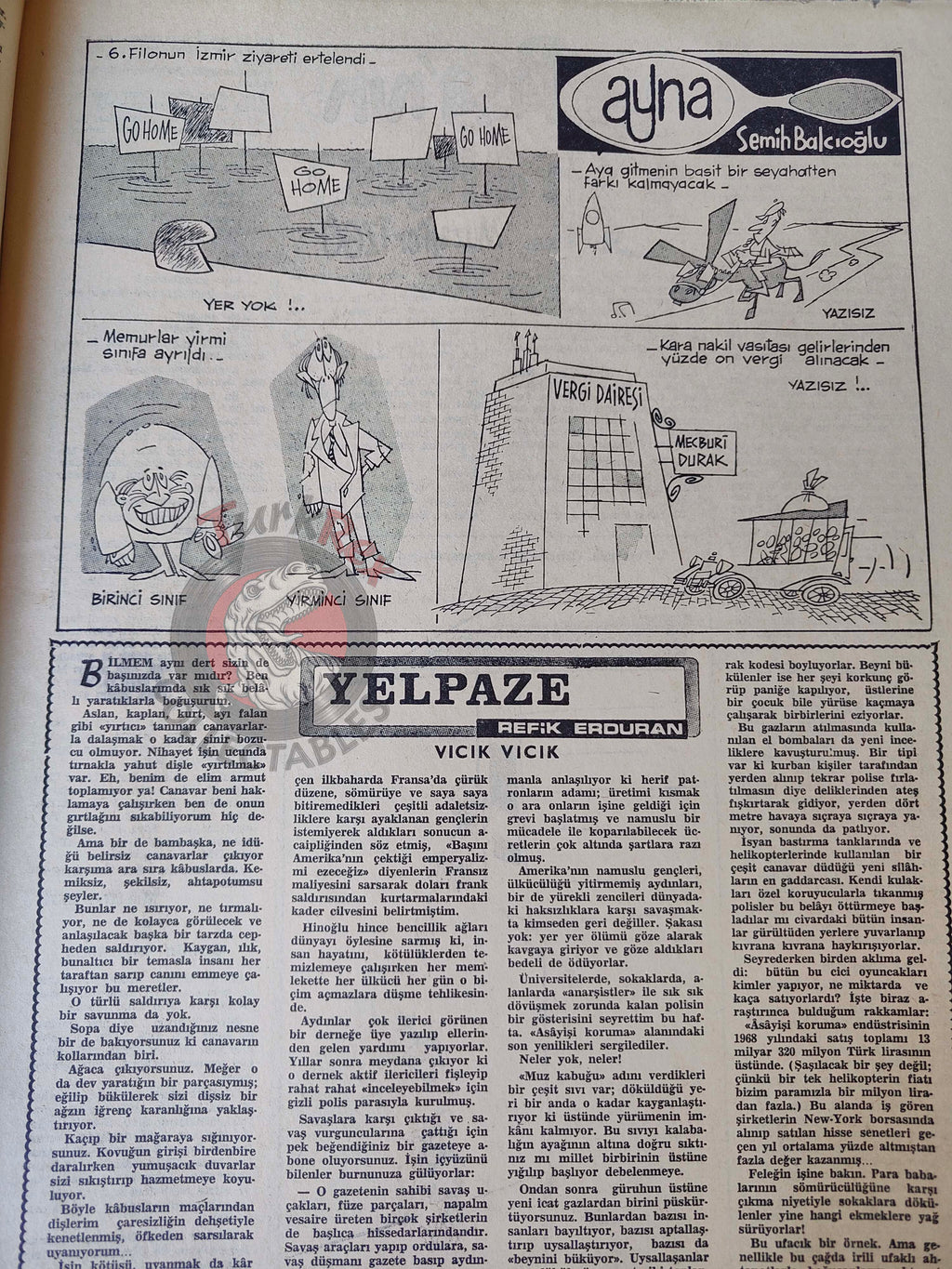 Akbaba 1969 A Space Summit: Nixon and Kosygin Turkish Magazine Turkey Moon Apollo