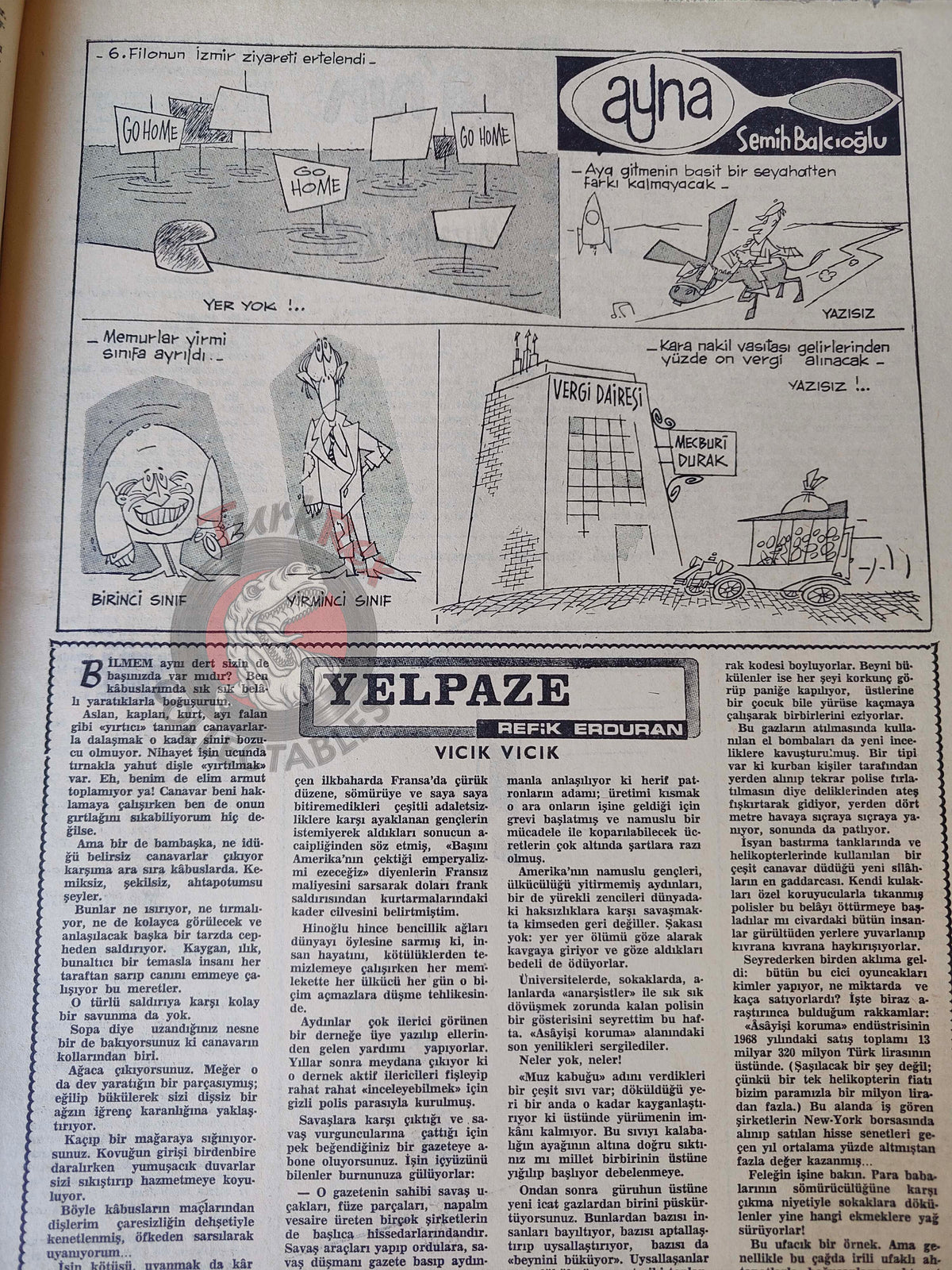 Akbaba 1969 A Space Summit: Nixon and Kosygin Turkish Magazine Turkey Moon Apollo