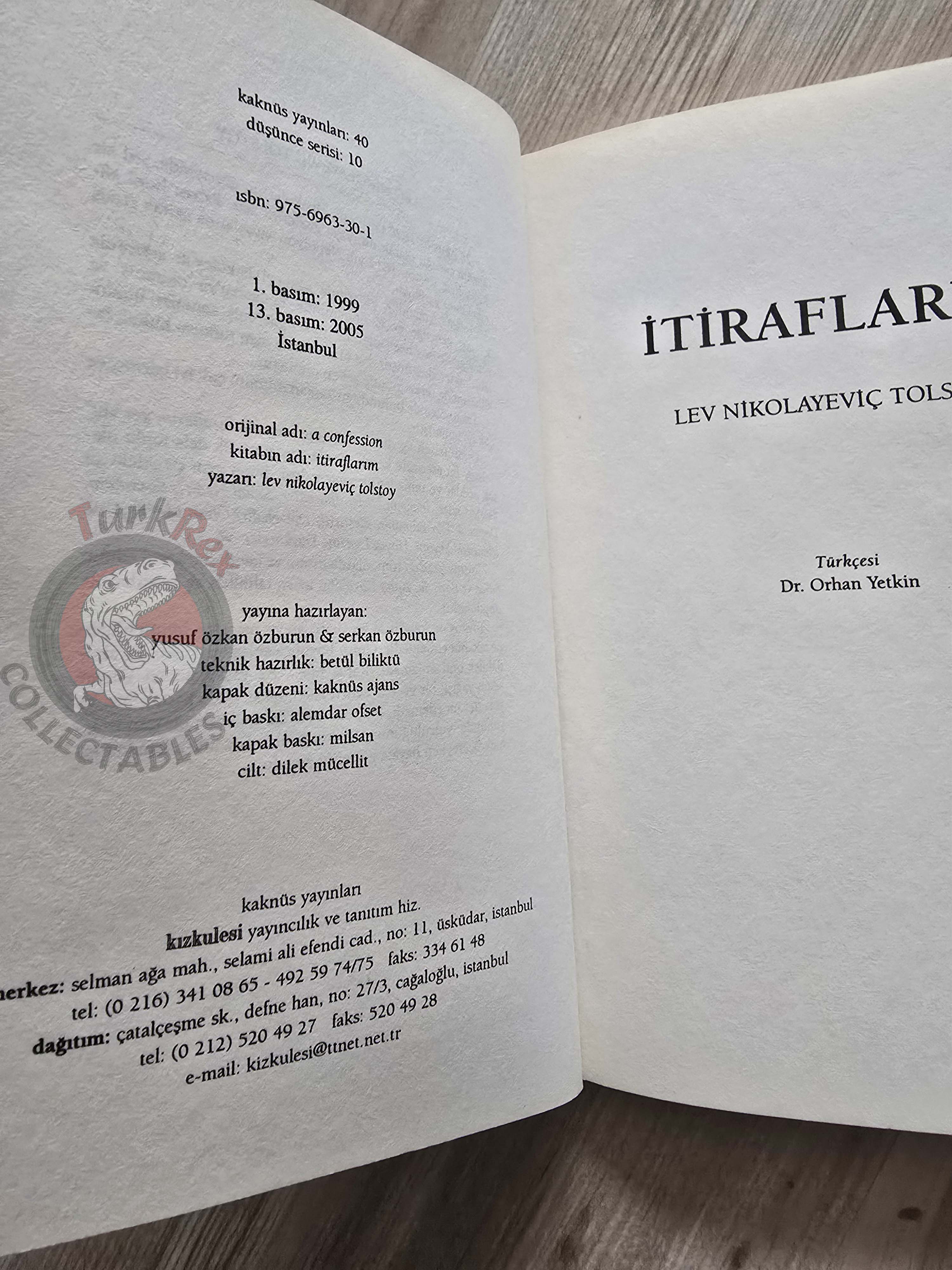 Leo Tolstoy – A Confession 2005 Turkish Book Turkey
